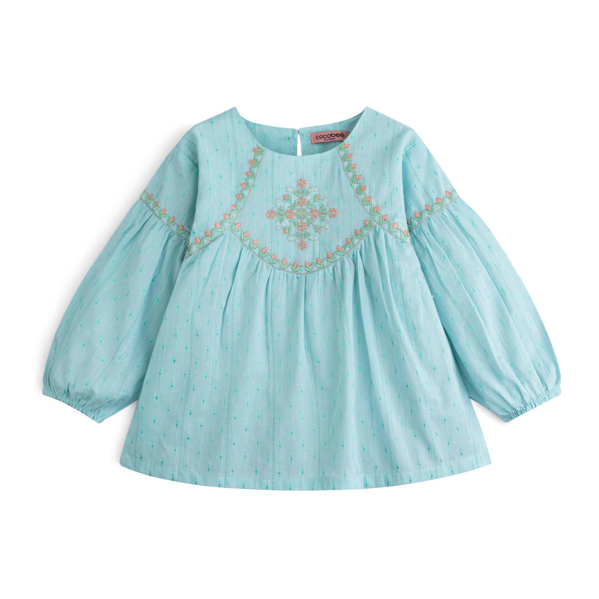 Aqua Embroidered Top