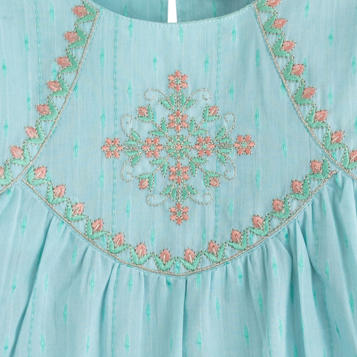 Aqua Embroidered Top