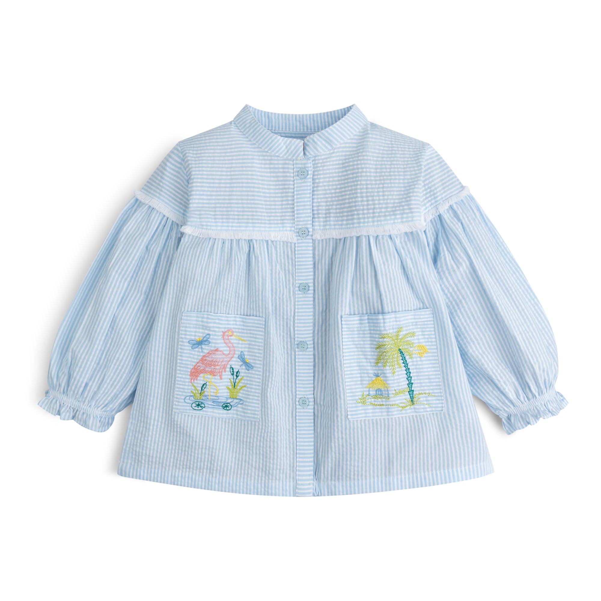 Coastal Stripe Embroidered Top