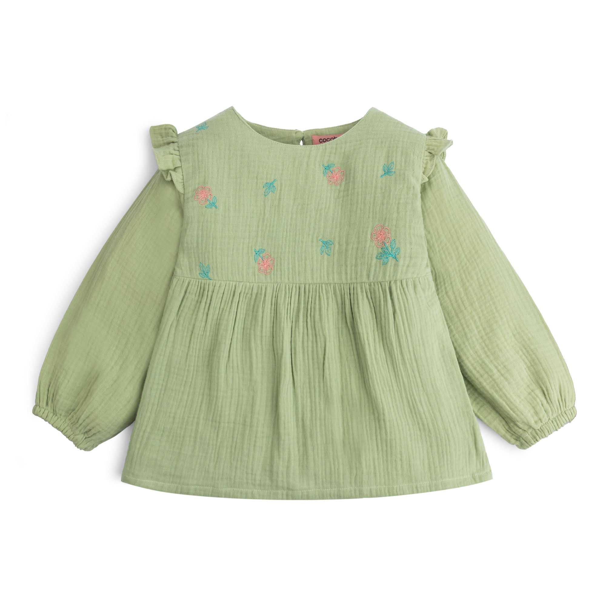 Embroidered Muslin Long-Sleeve Top