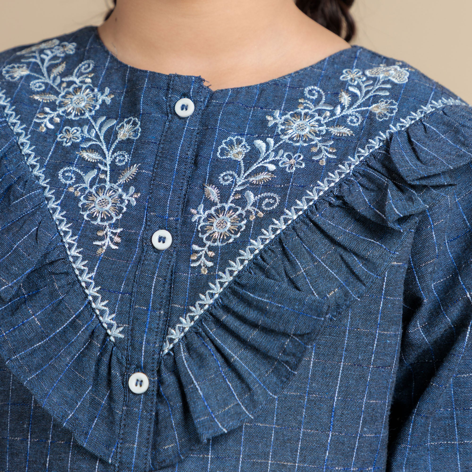 Midnight Blue Embroidered Top