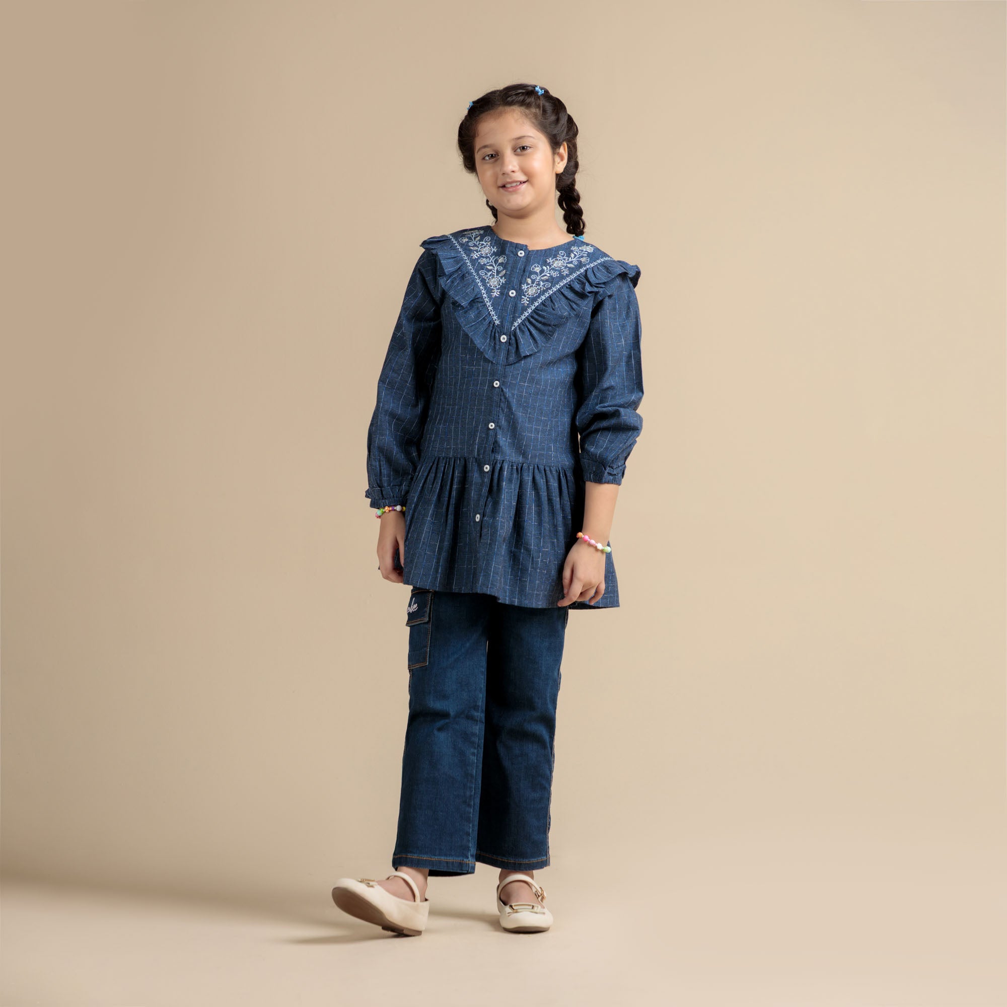 Midnight Blue Embroidered Top