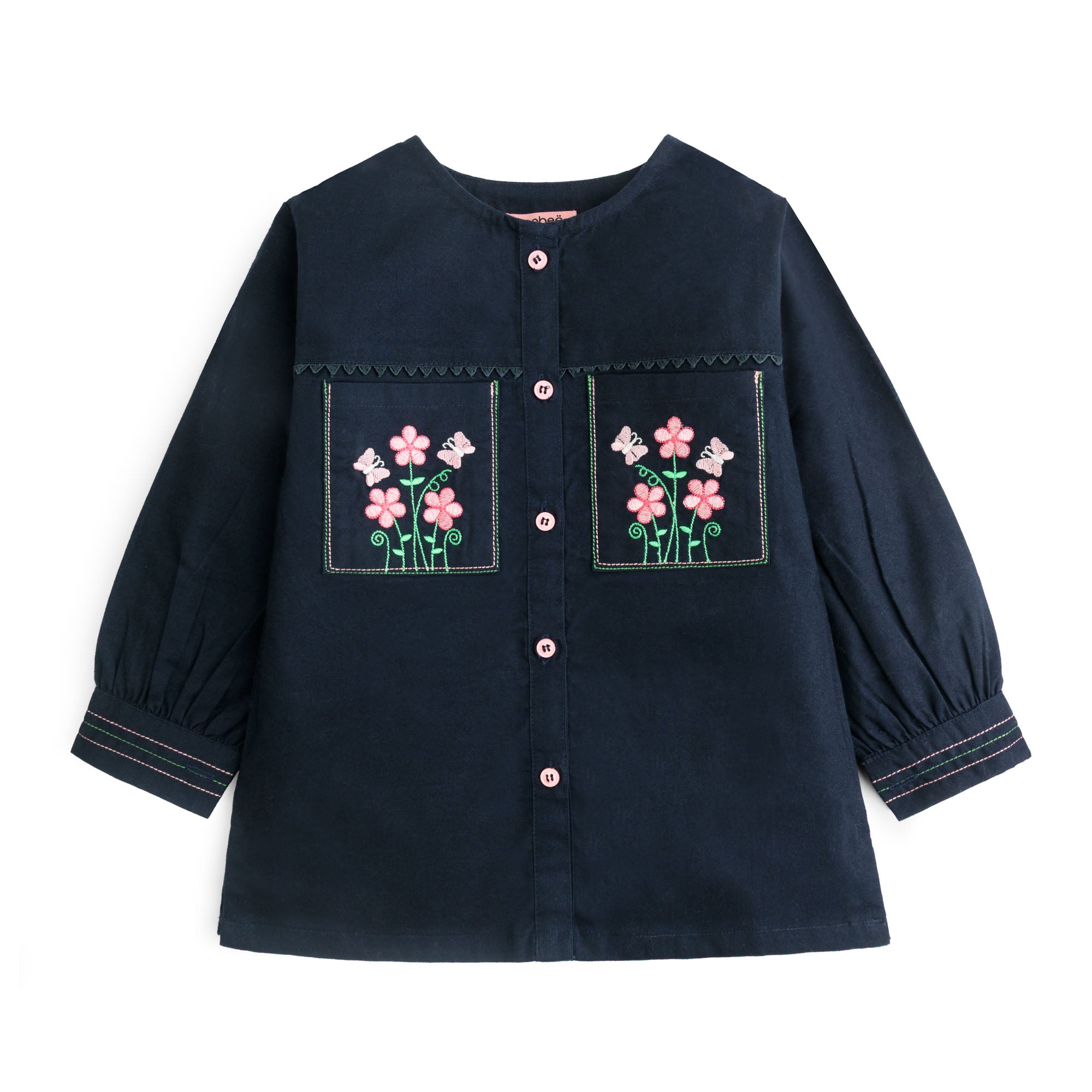 Floral Blue Button-Down Top