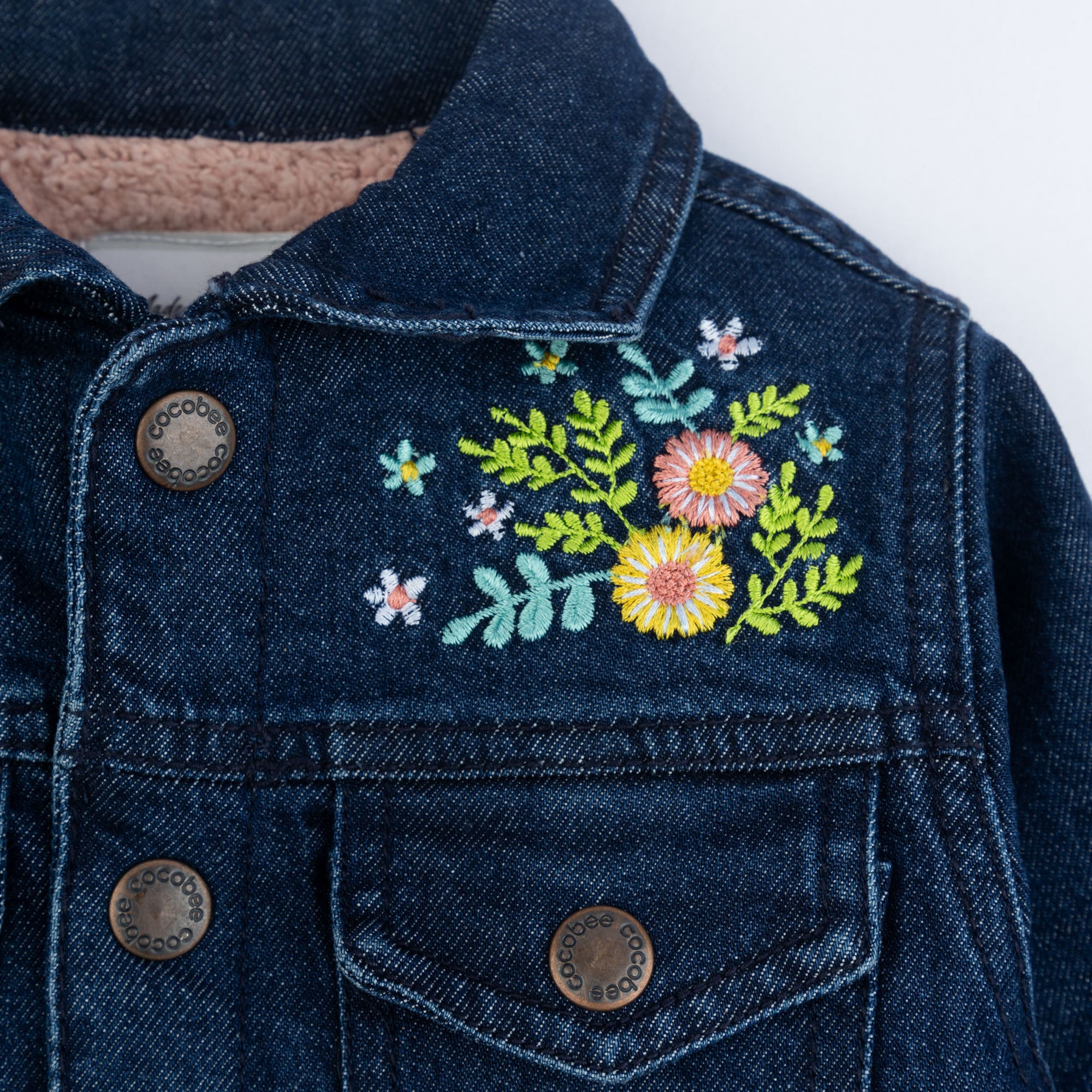 Dark Blue Embroidered Denim