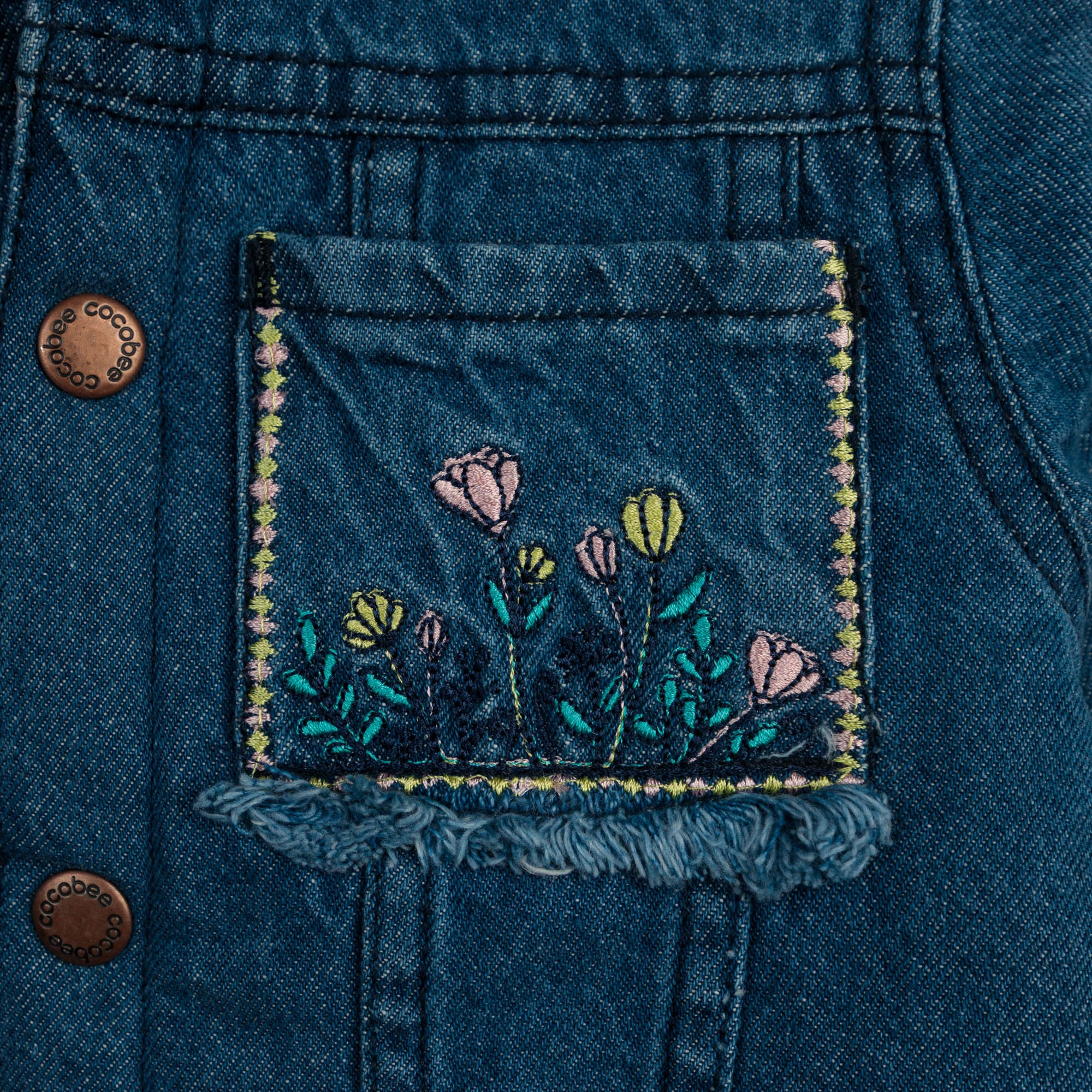 Mid-Blue Embroidered Denim Jacket