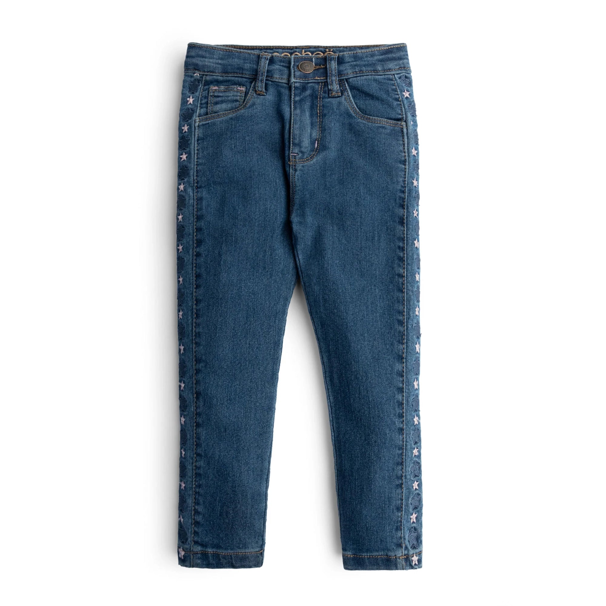 Slim-Fit Blue Embroidered Jeans