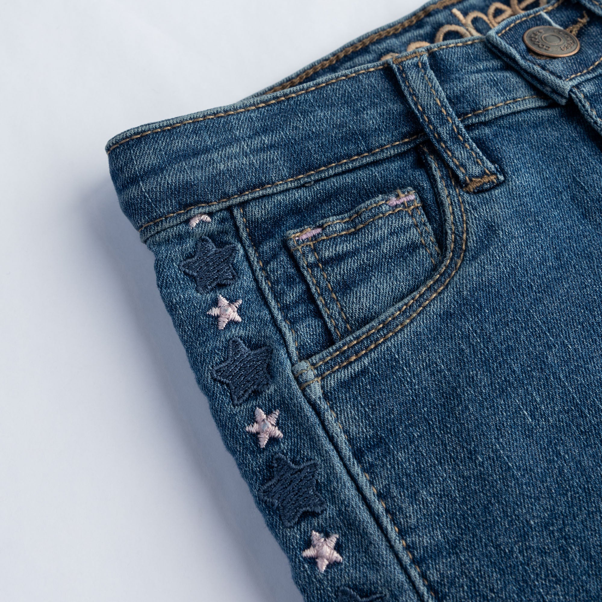 Slim-Fit Blue Embroidered Jeans