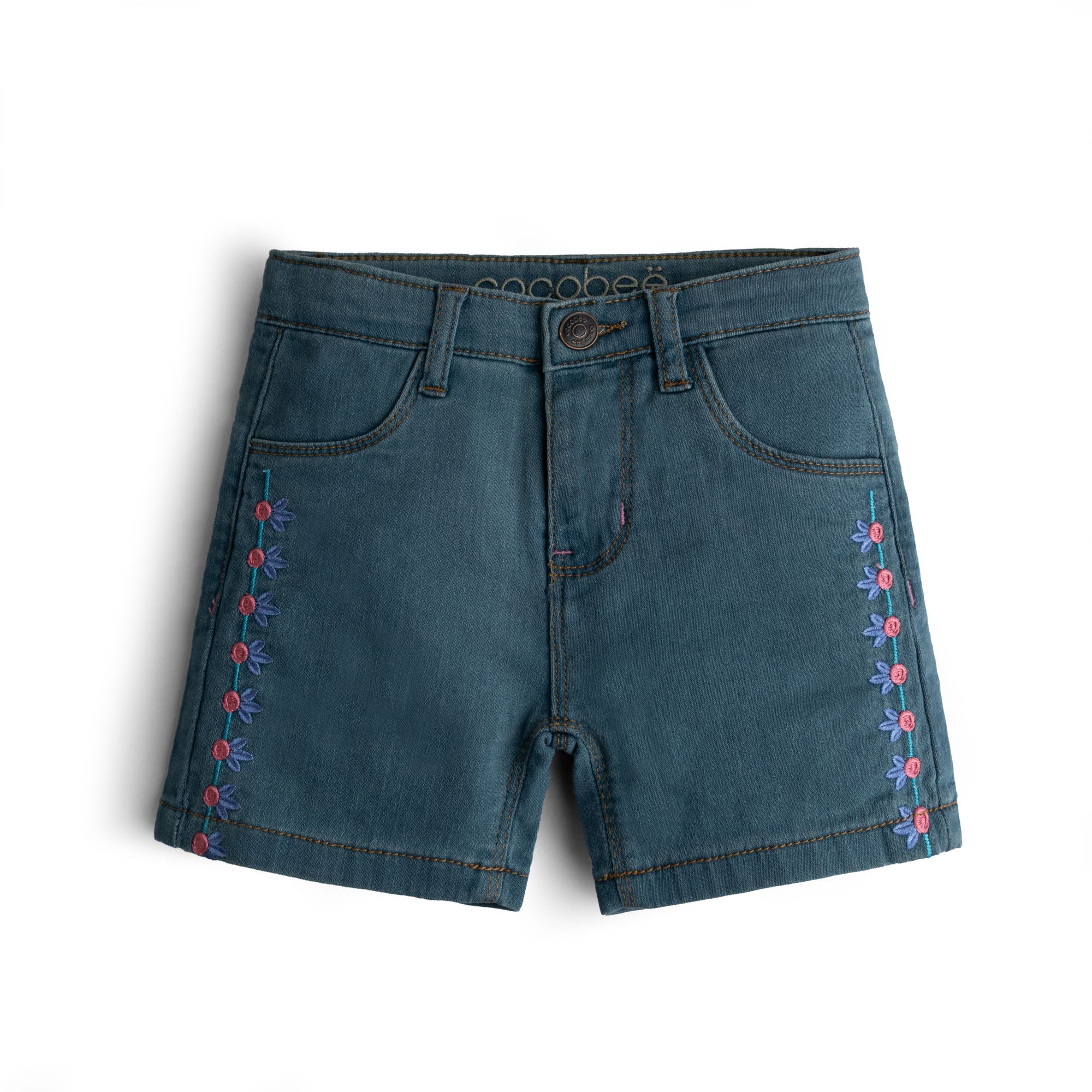 Embroidered Blue Short