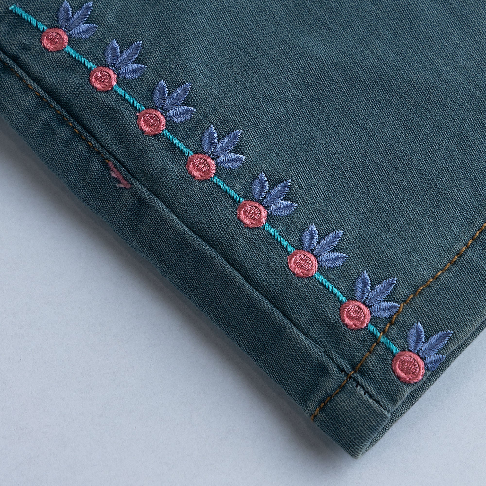 Embroidered Blue Short