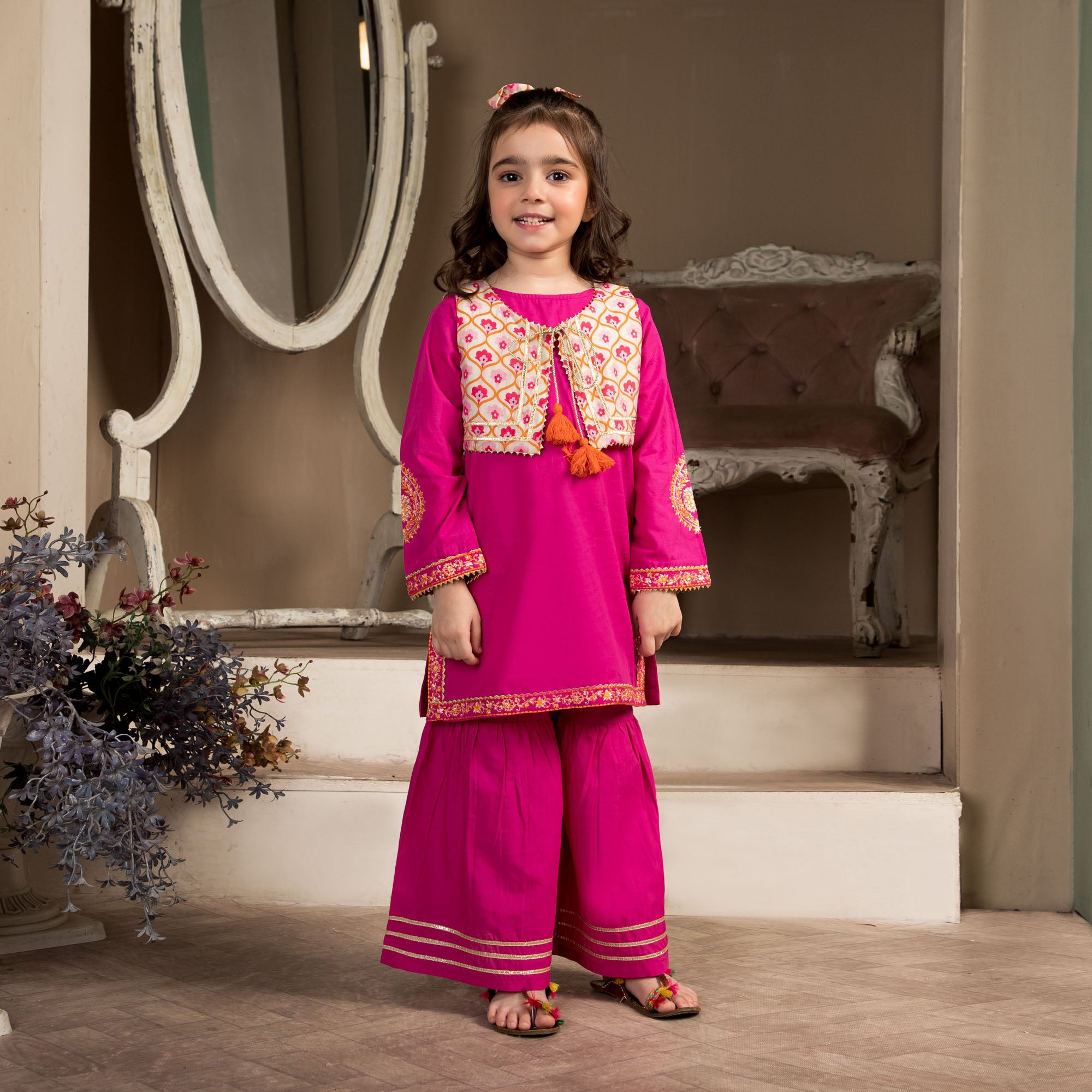 Vivid Pink Embroidered Suit