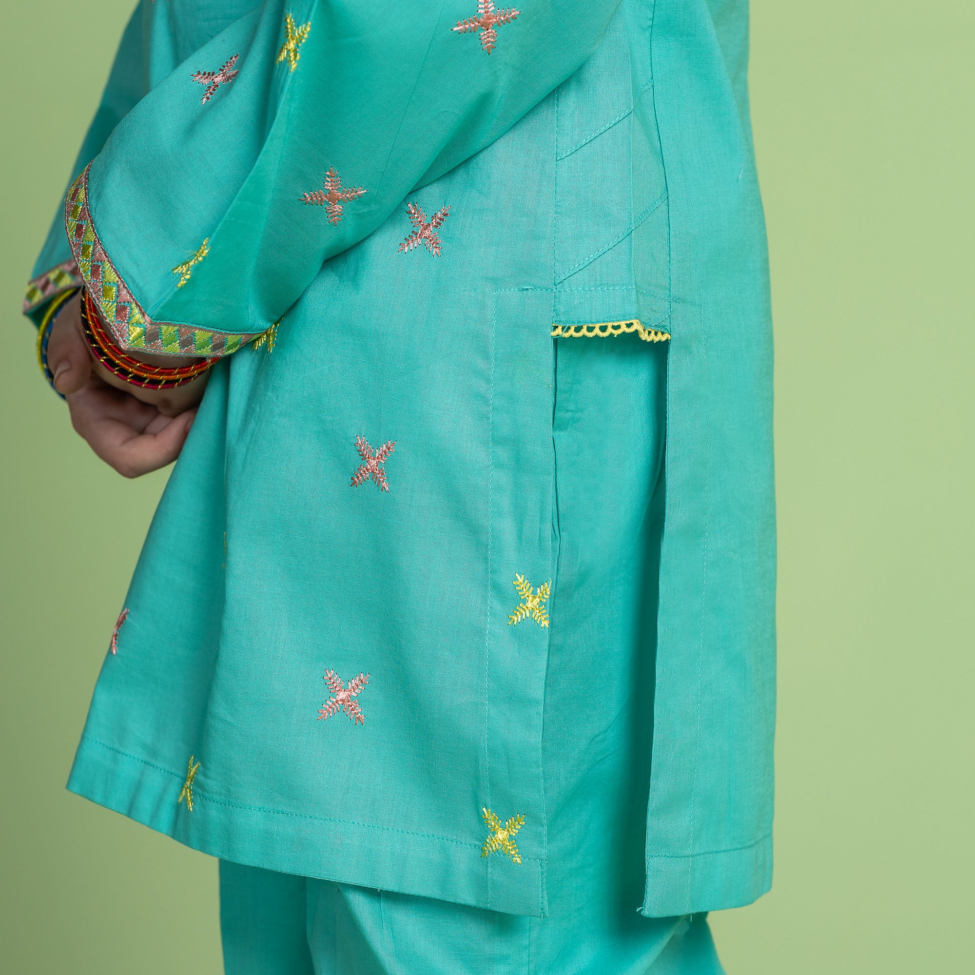 Lively Blue Embroidered Suit