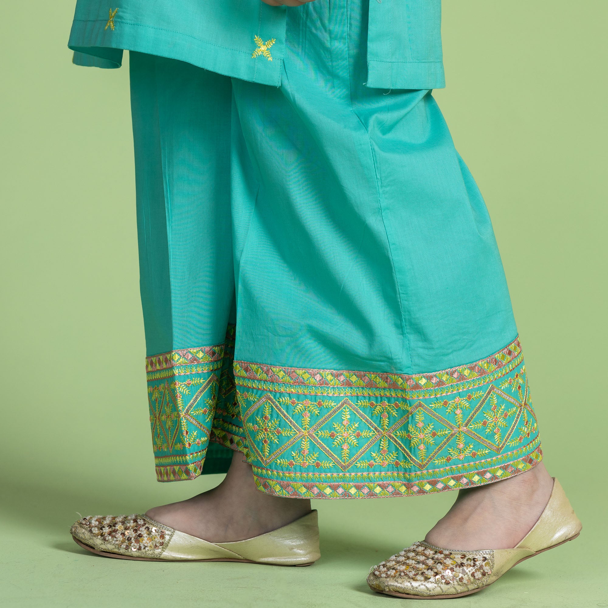 Lively Blue Embroidered Suit