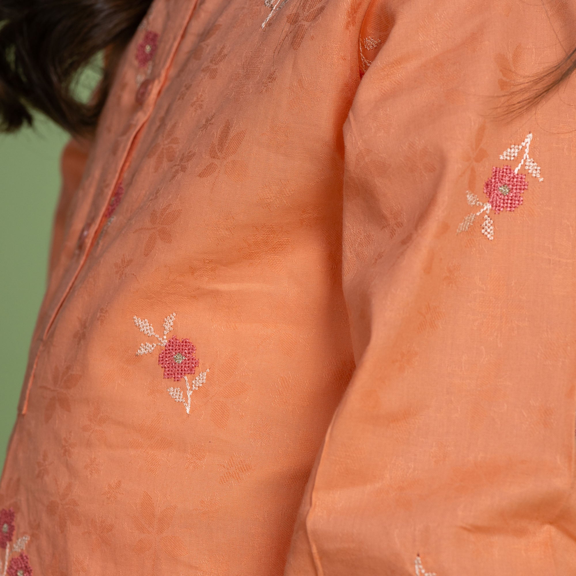 Coral Peach Embroidered Suit