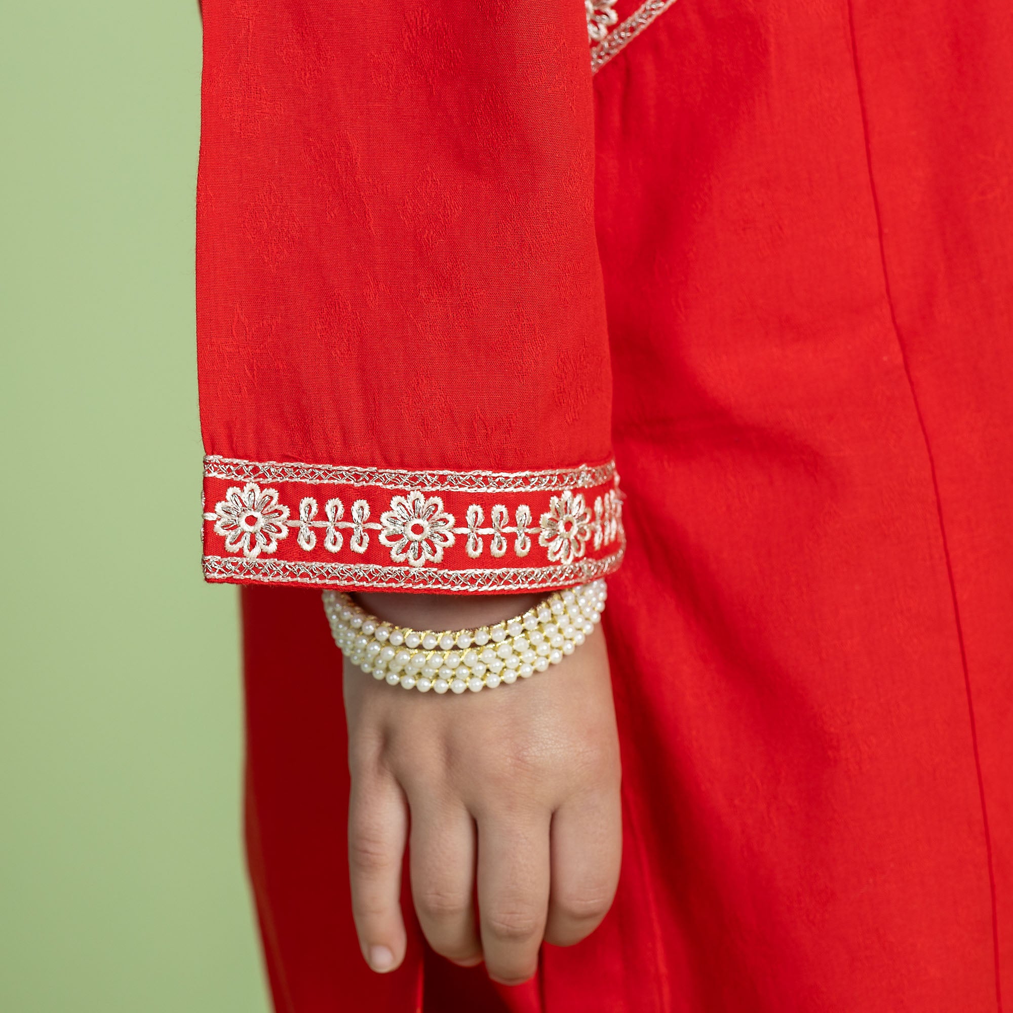 Lofty Red Embroidered Two-Piece