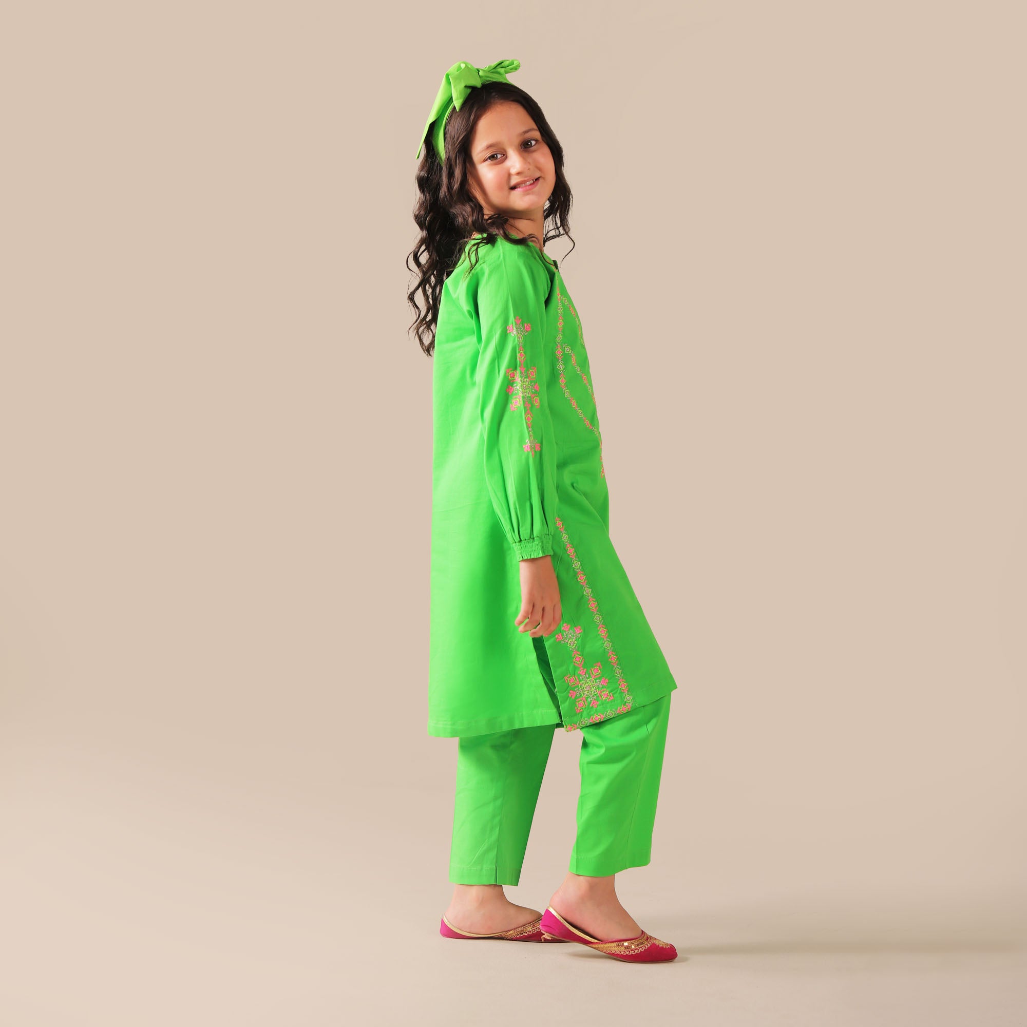 Green Glory Embroidered Two Piece Suit