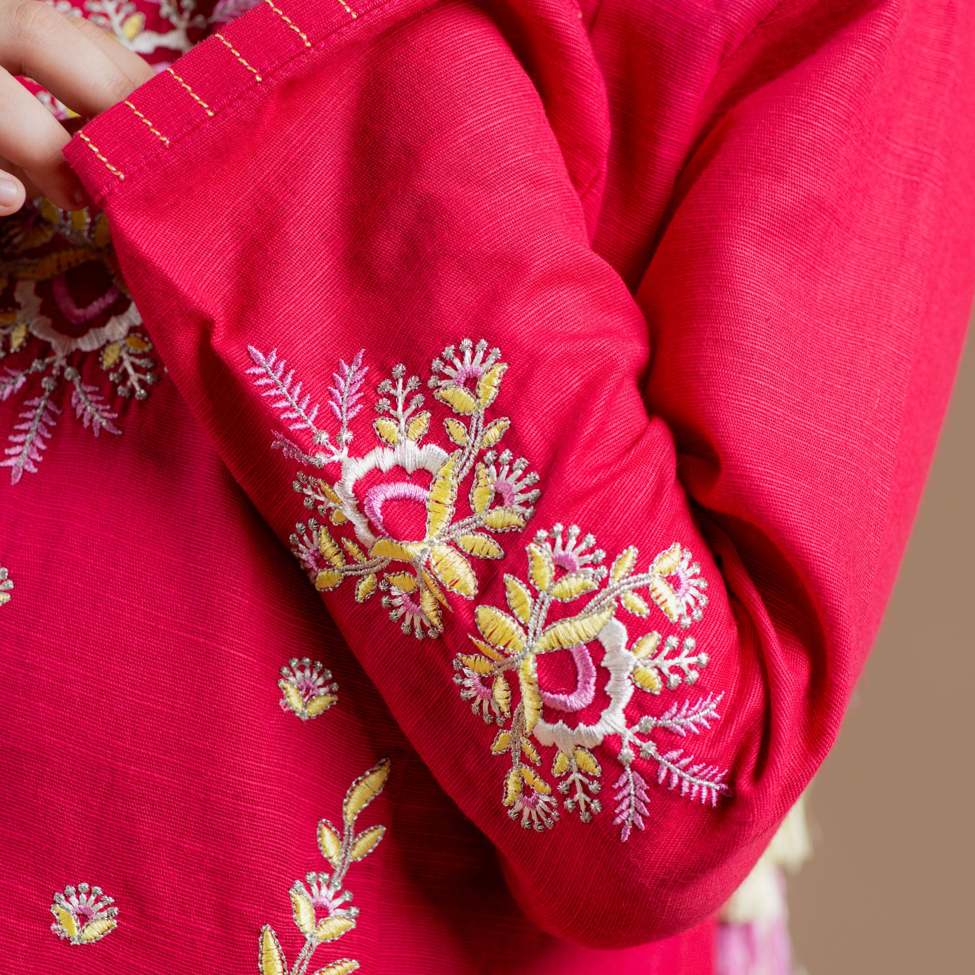 Vivid Pink Embroidered Suit