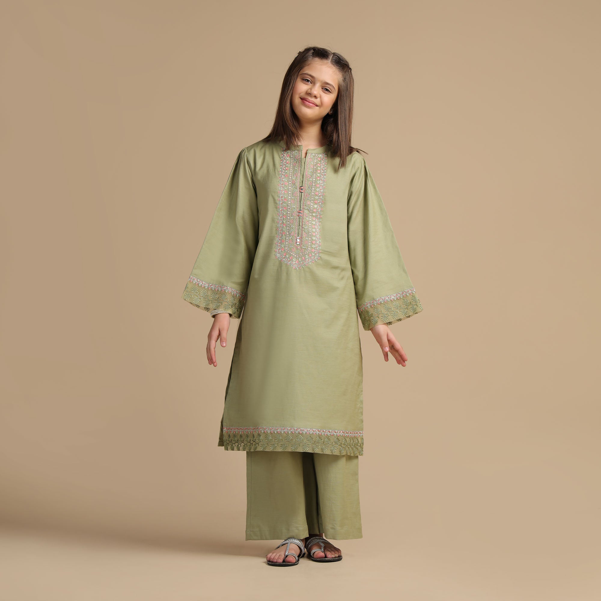 Sage Green Embroidered Two-Piece