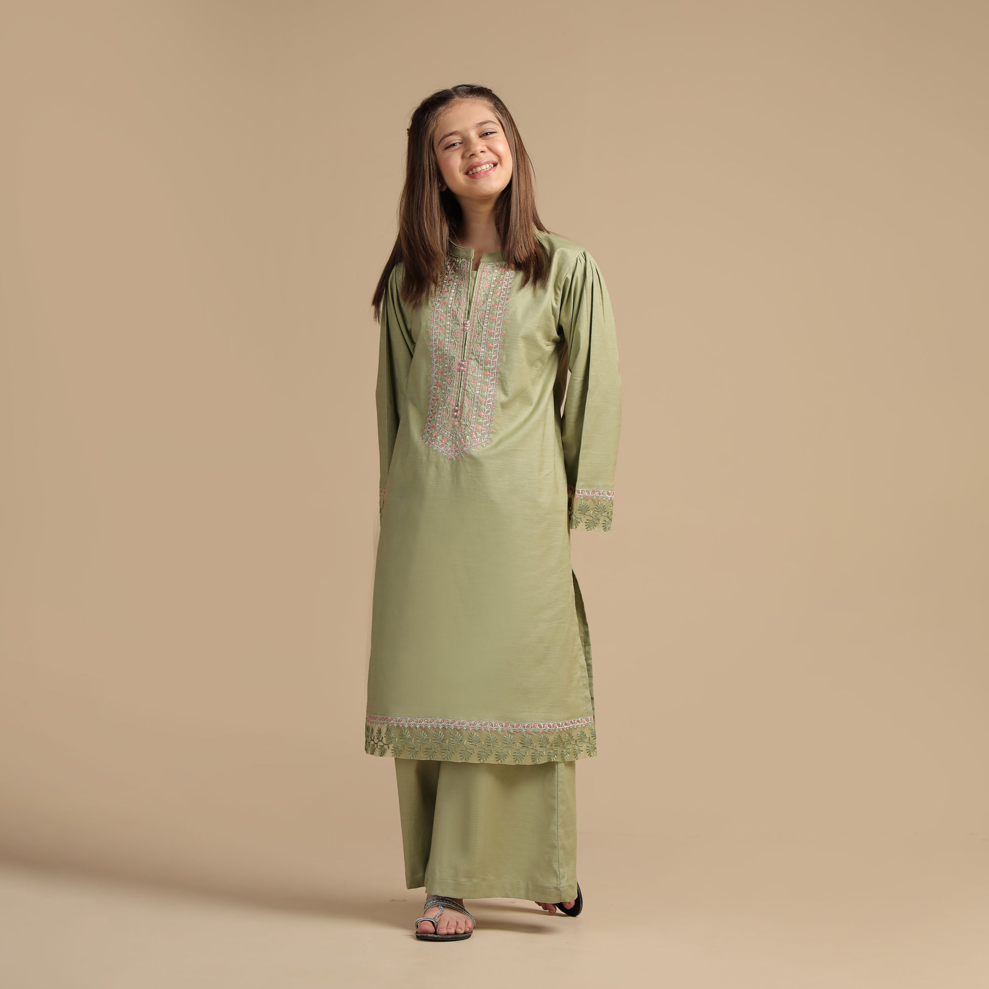 Sage Green Embroidered Two-Piece