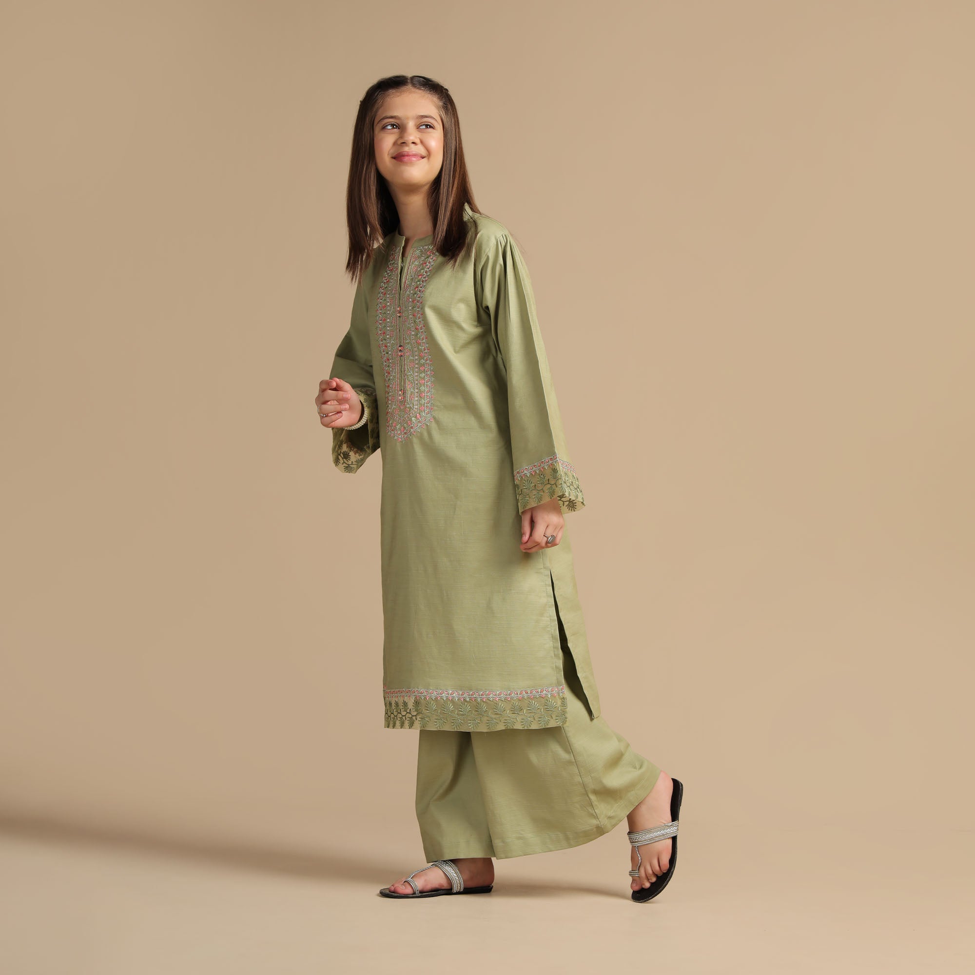 Sage Green Embroidered Two-Piece