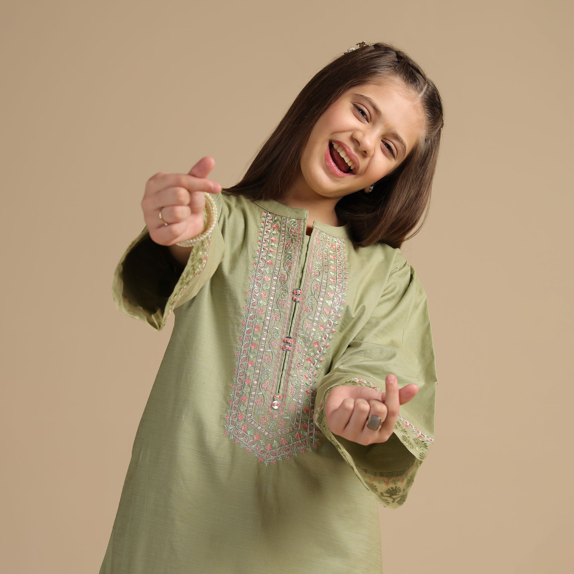 Sage Green Embroidered Two-Piece