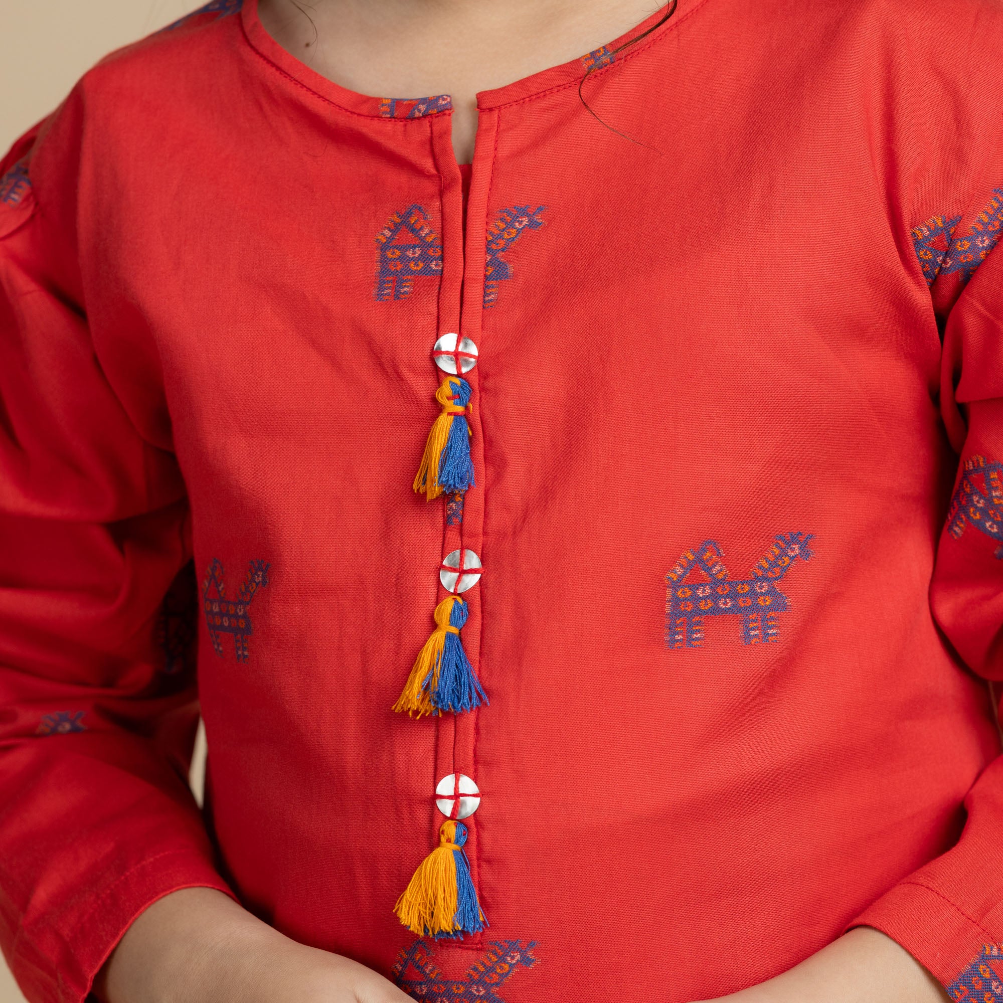 Grand Red Embroidered Two-Piece