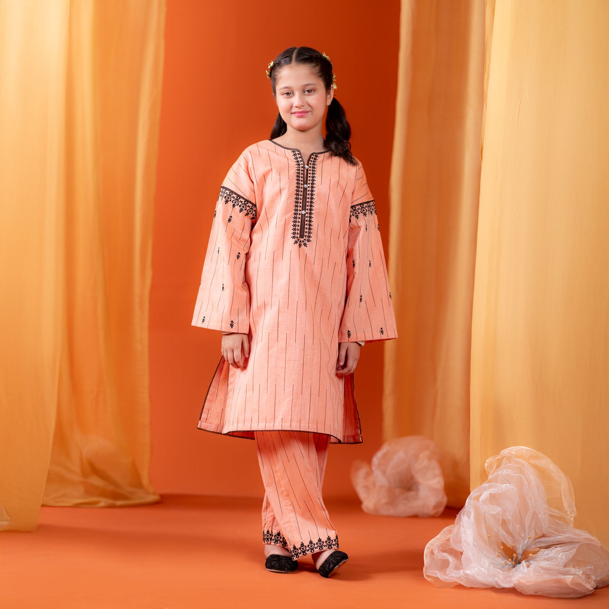Blush Peach Embroidered Two-Piece
