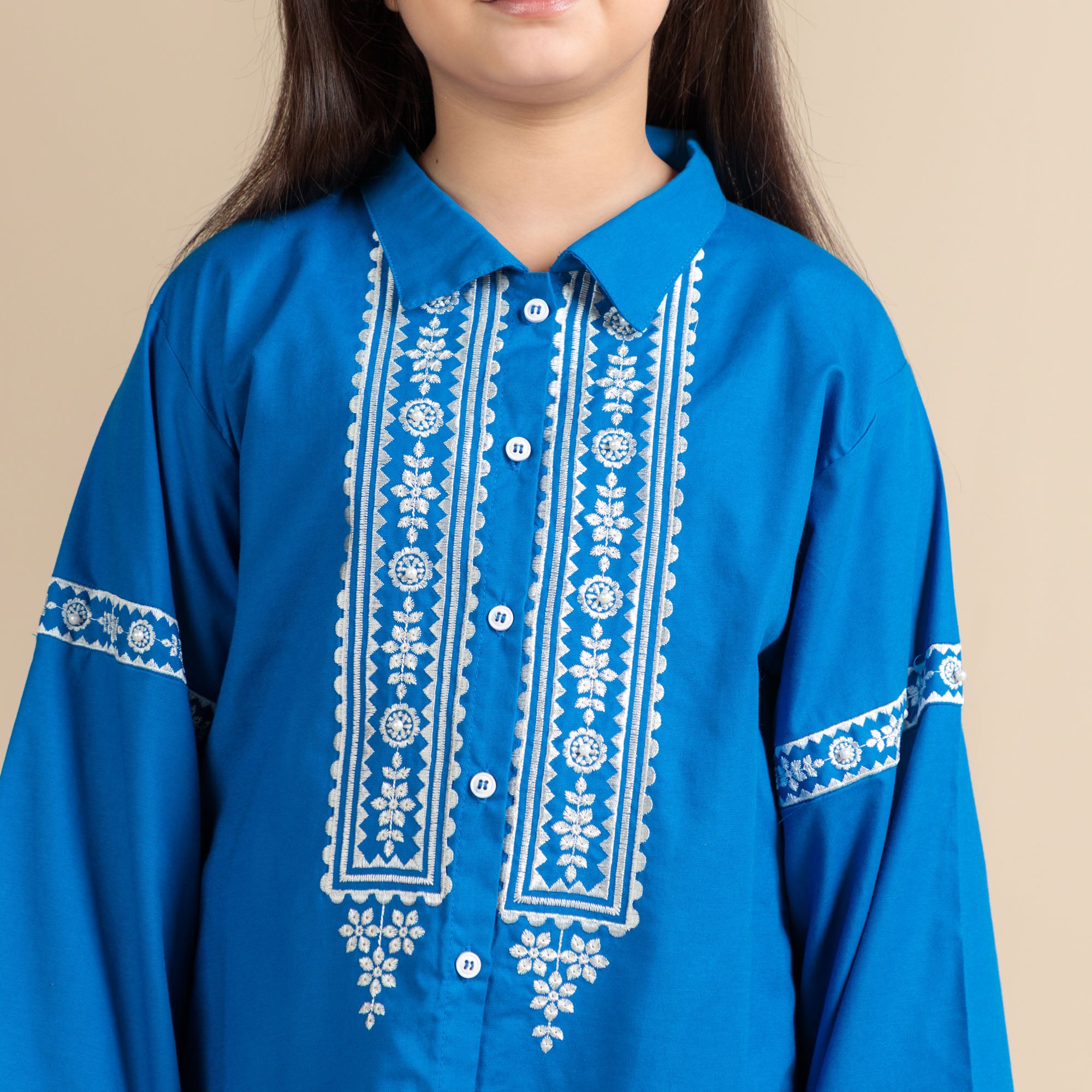Cobalt Blue Embroidered Two-Piece