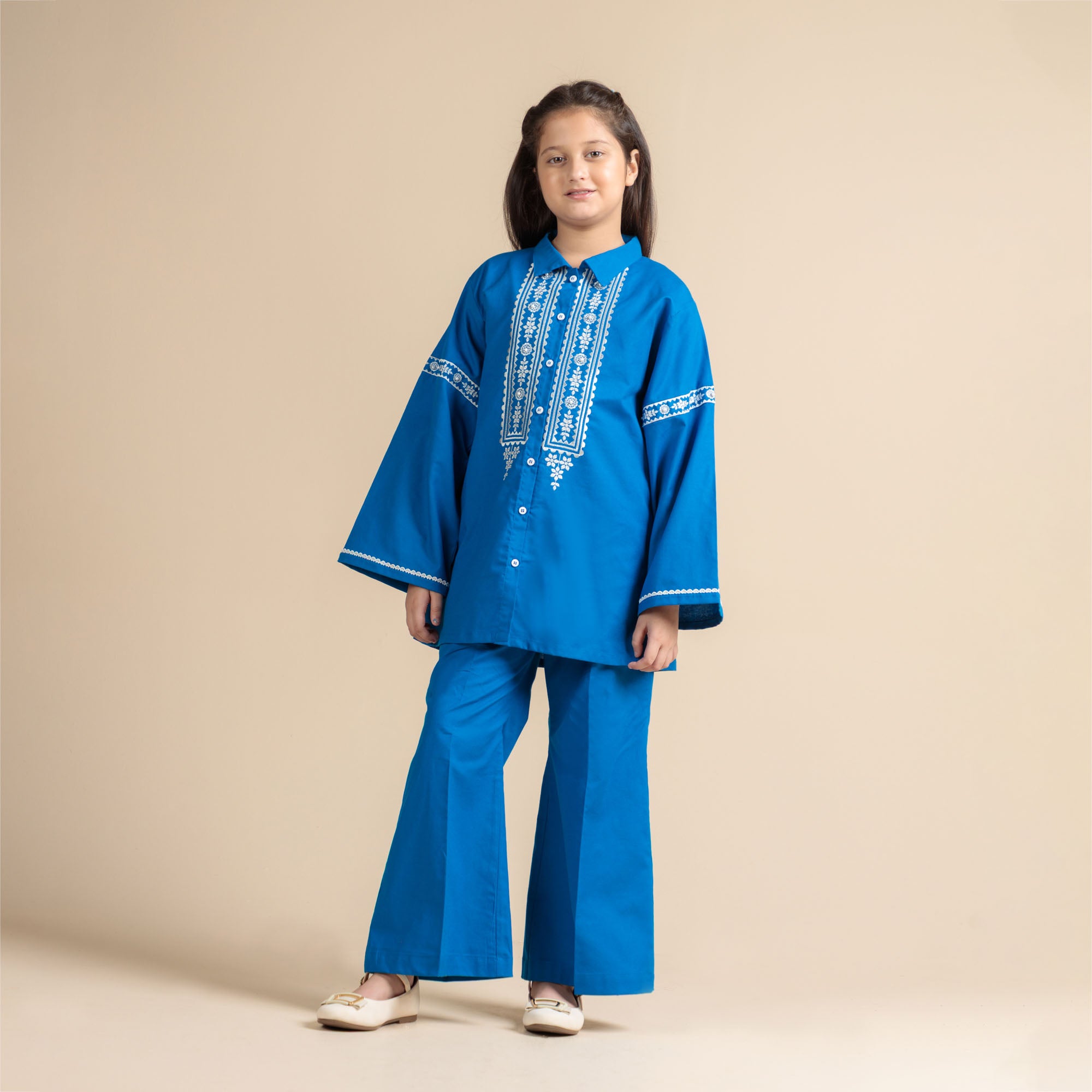Cobalt Blue Embroidered Two-Piece