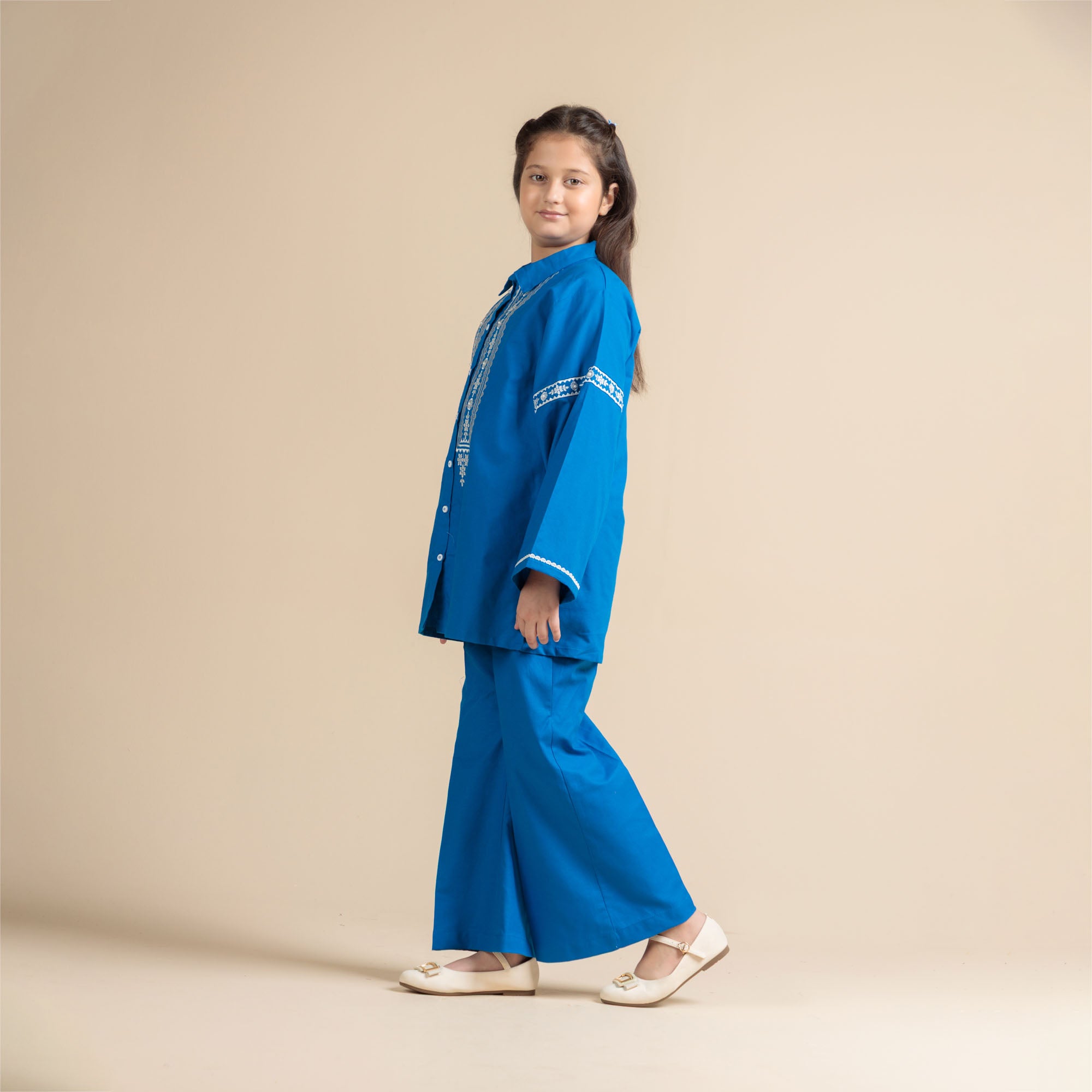 Cobalt Blue Embroidered Two-Piece