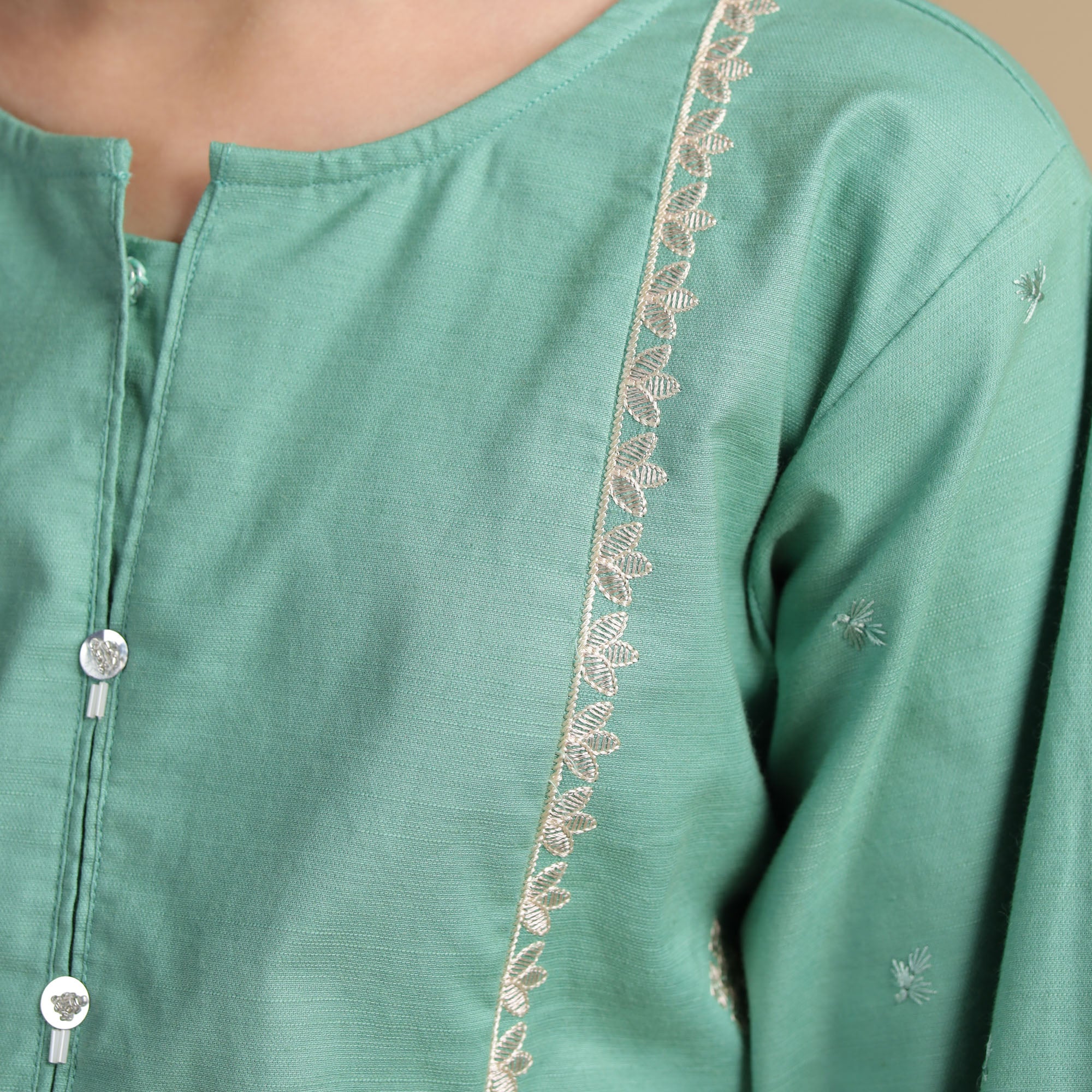 Mint Grace Embroidered Dress
