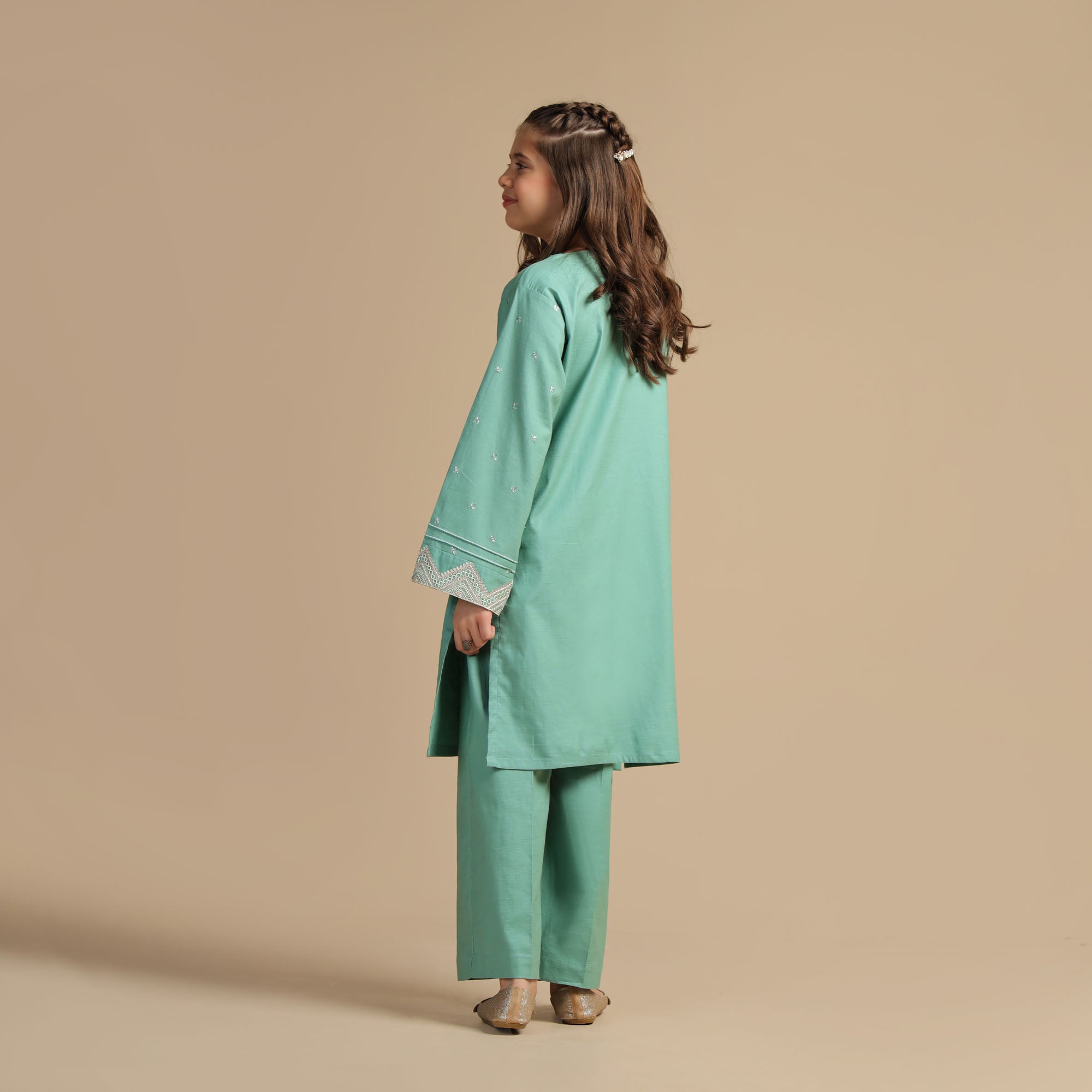 Mint Grace Embroidered Dress