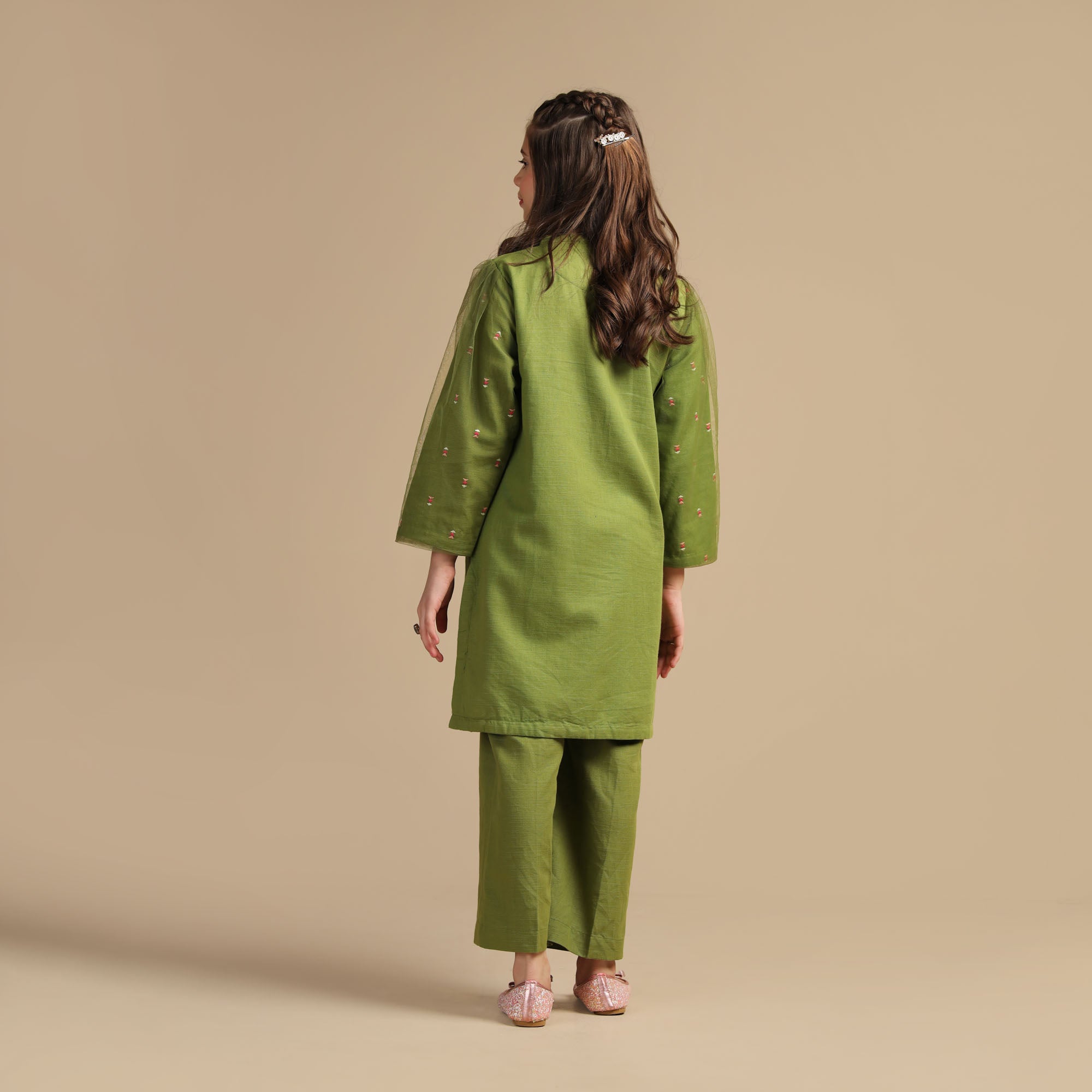 Olive Aura Embroidered Two-Piece