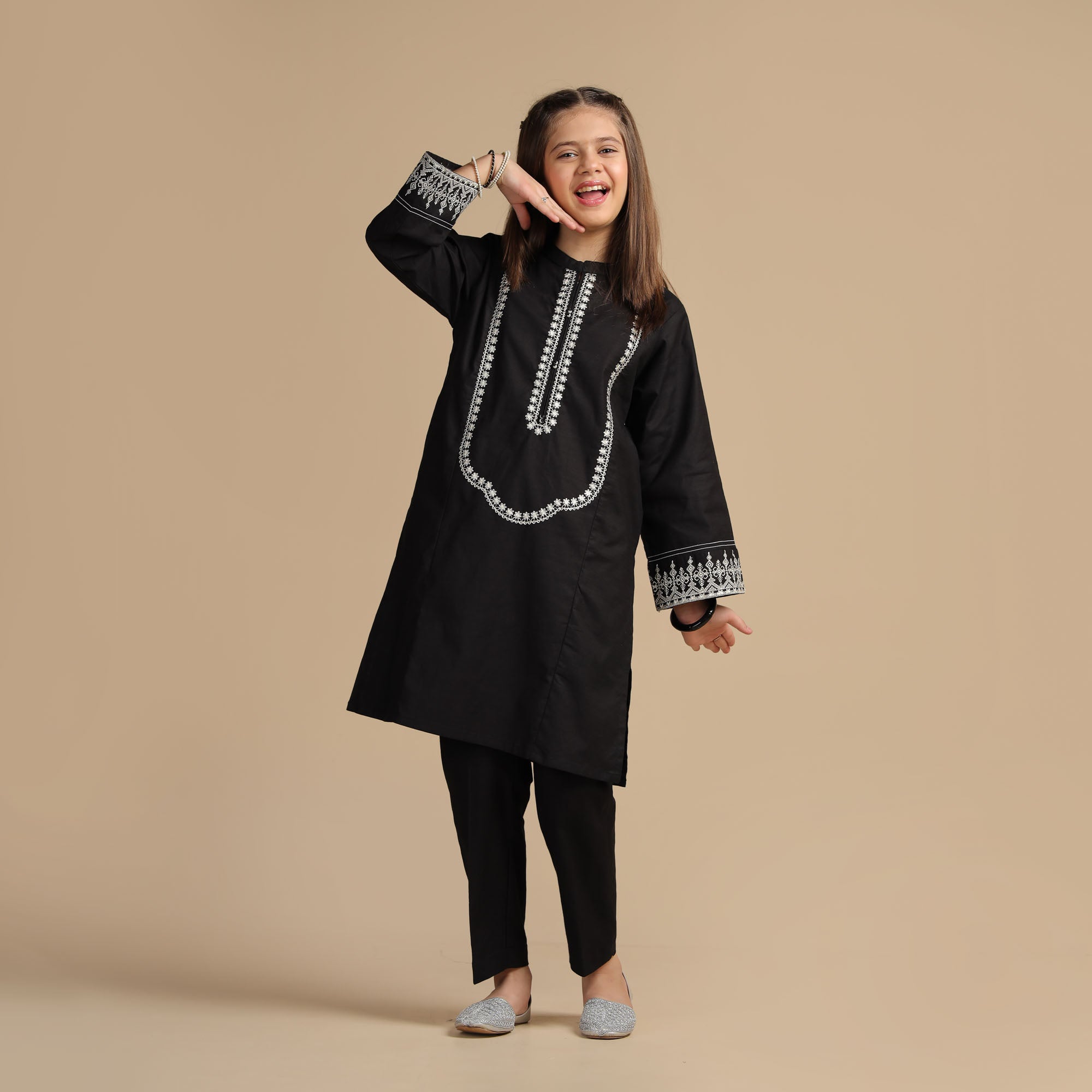 Midnight Charm Embroidered Dress