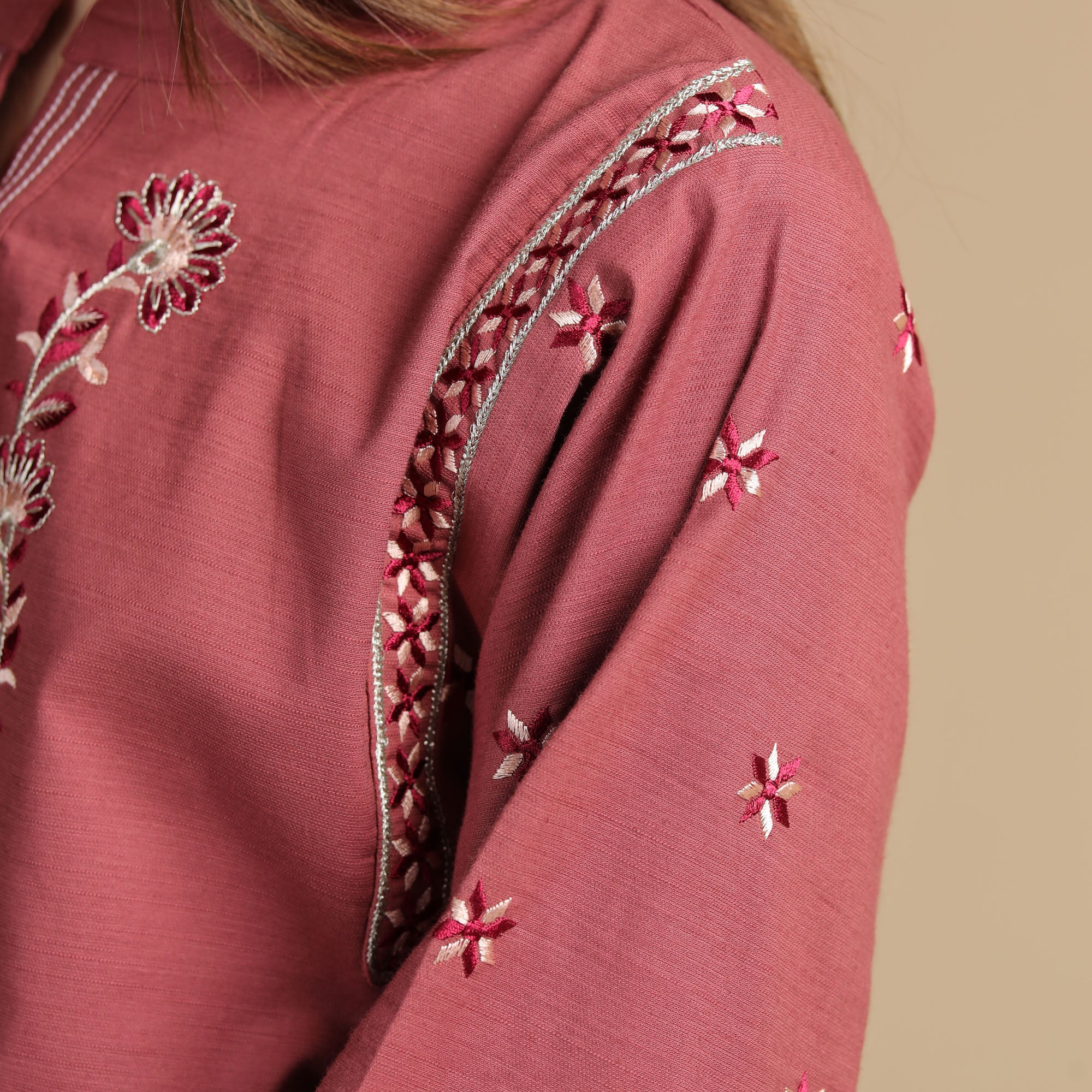 Dusty Rose Embroidered Two-Piece