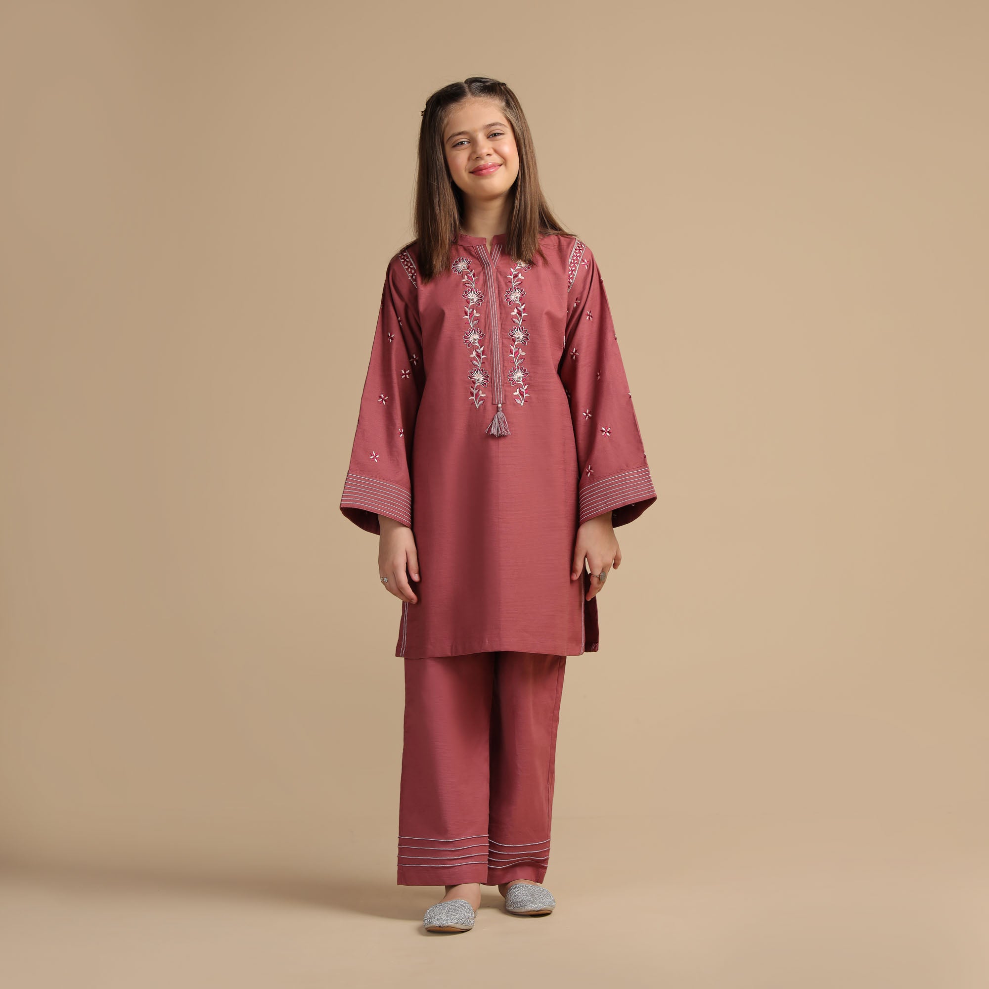 Dusty Rose Embroidered Two-Piece