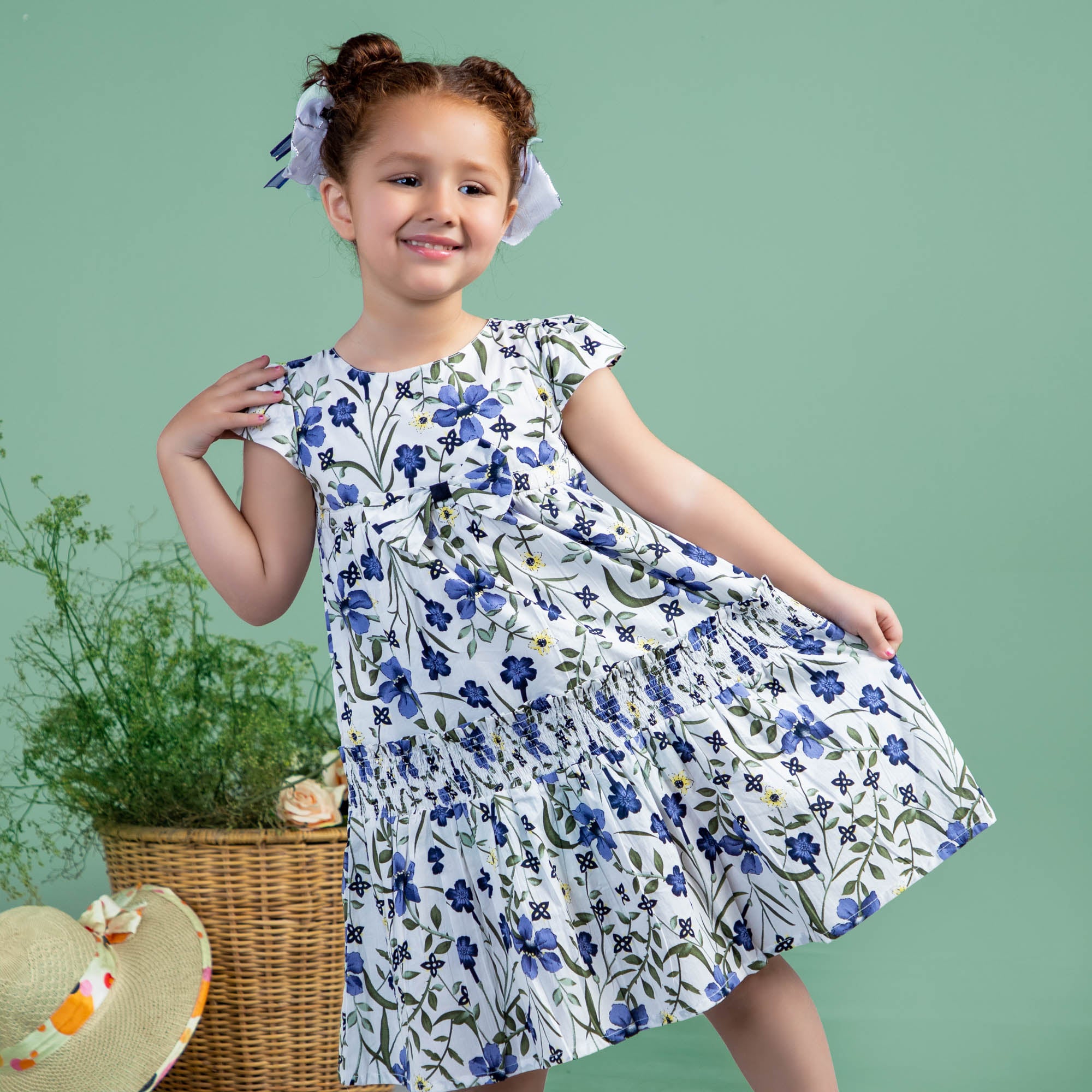 Floral Print Smocked Frock