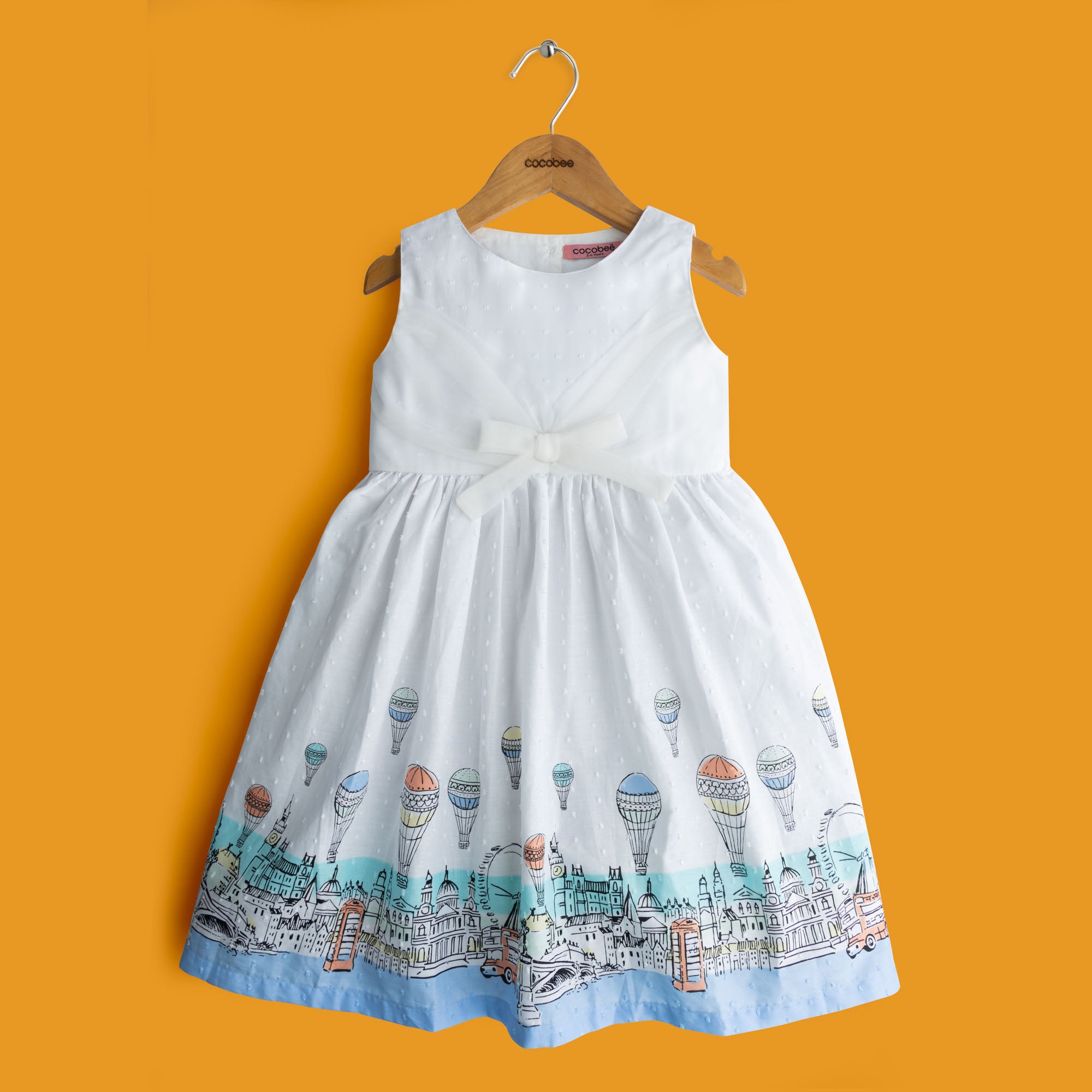 Bow White Printed Frock