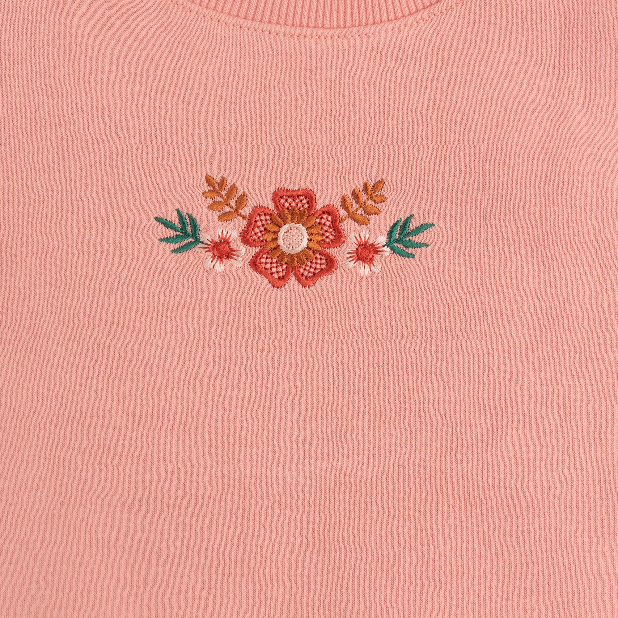 Pink Petal Embroidered Sweatshirt