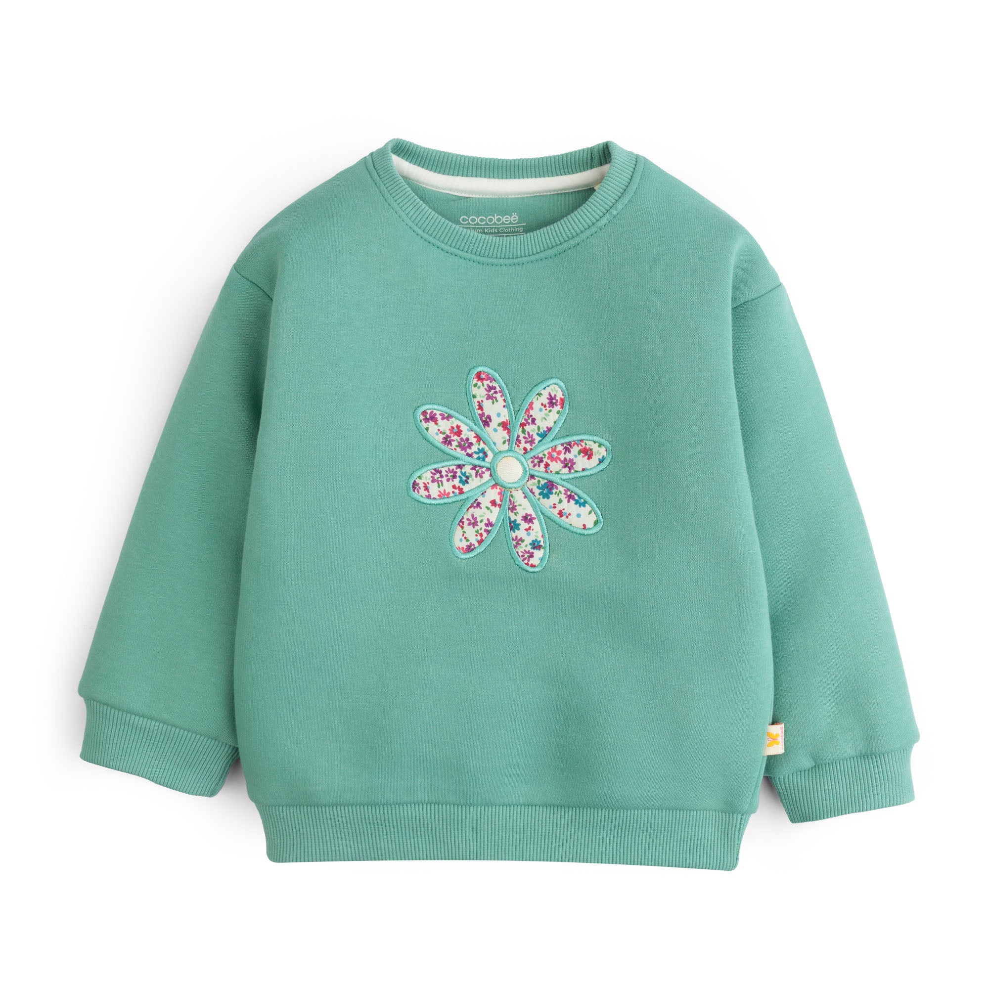 Aqua Bloom Embroidered Sweatshirt