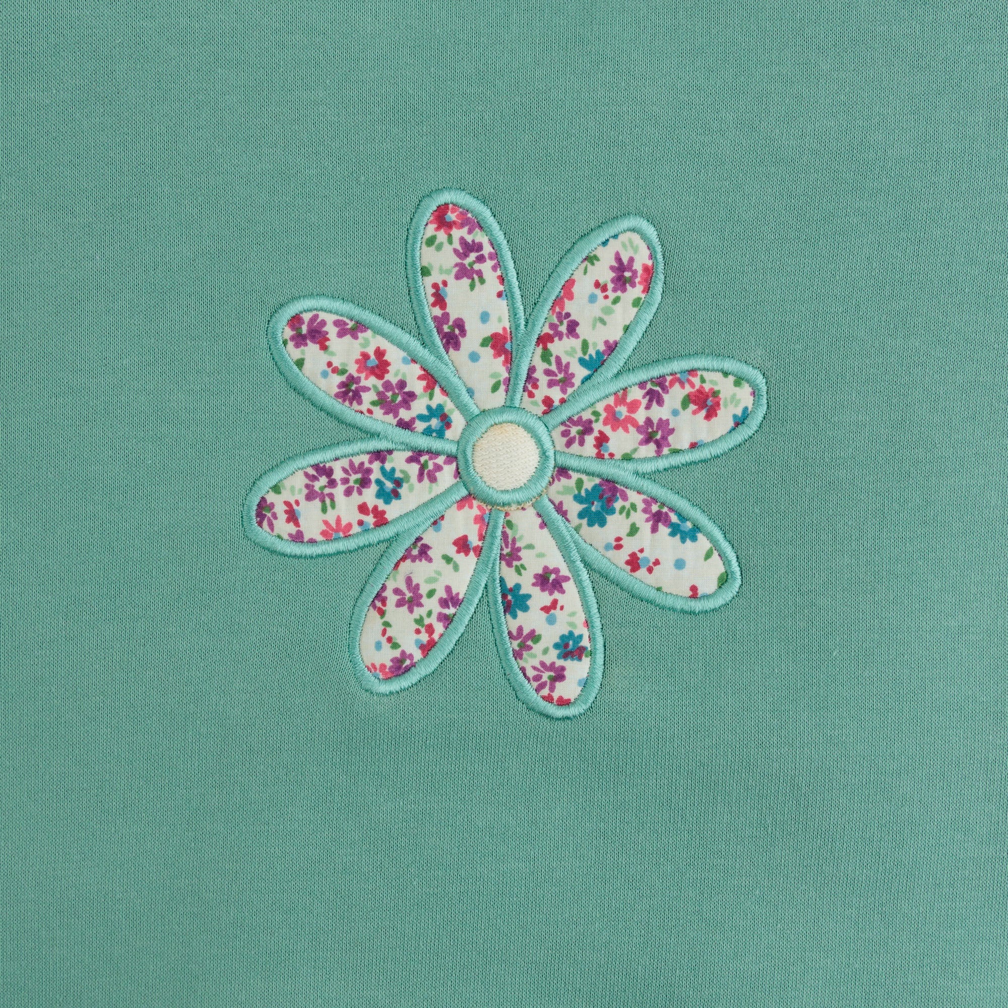 Aqua Bloom Embroidered Sweatshirt