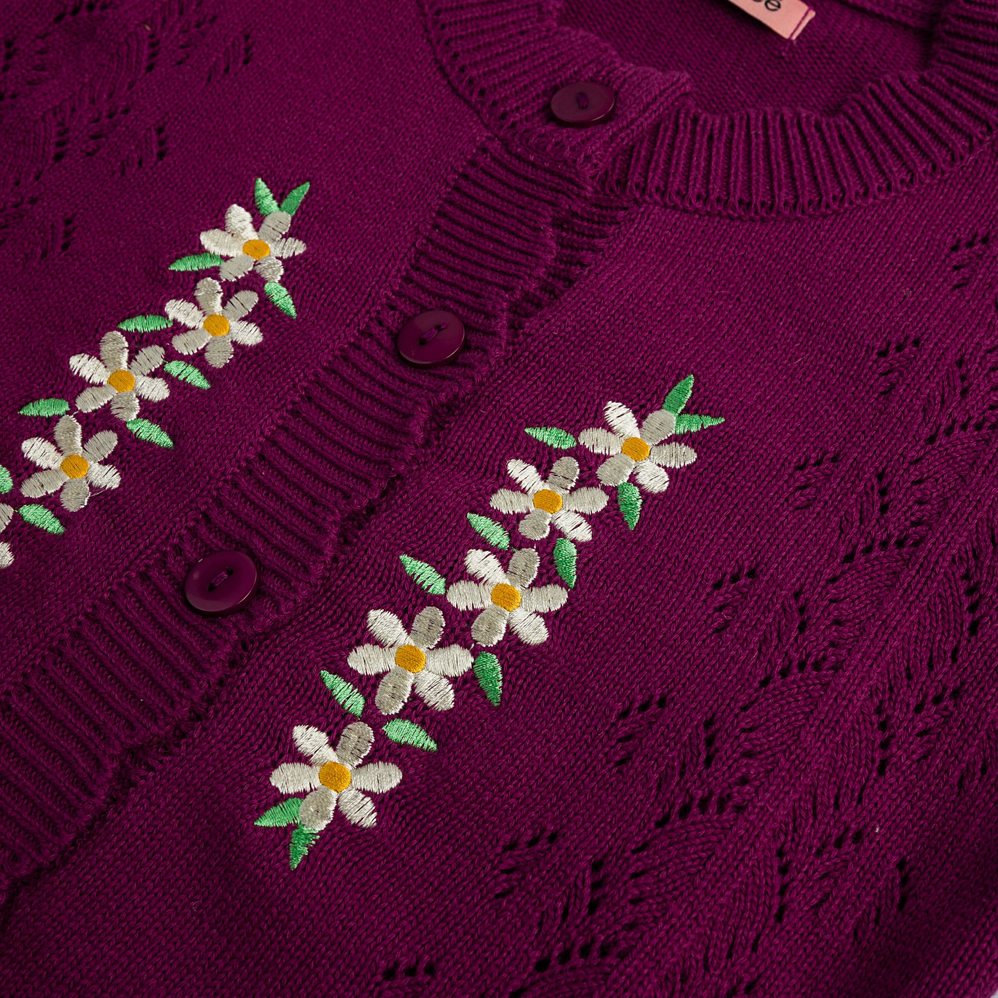 Magenta Embroidered Cardigan – cocobee