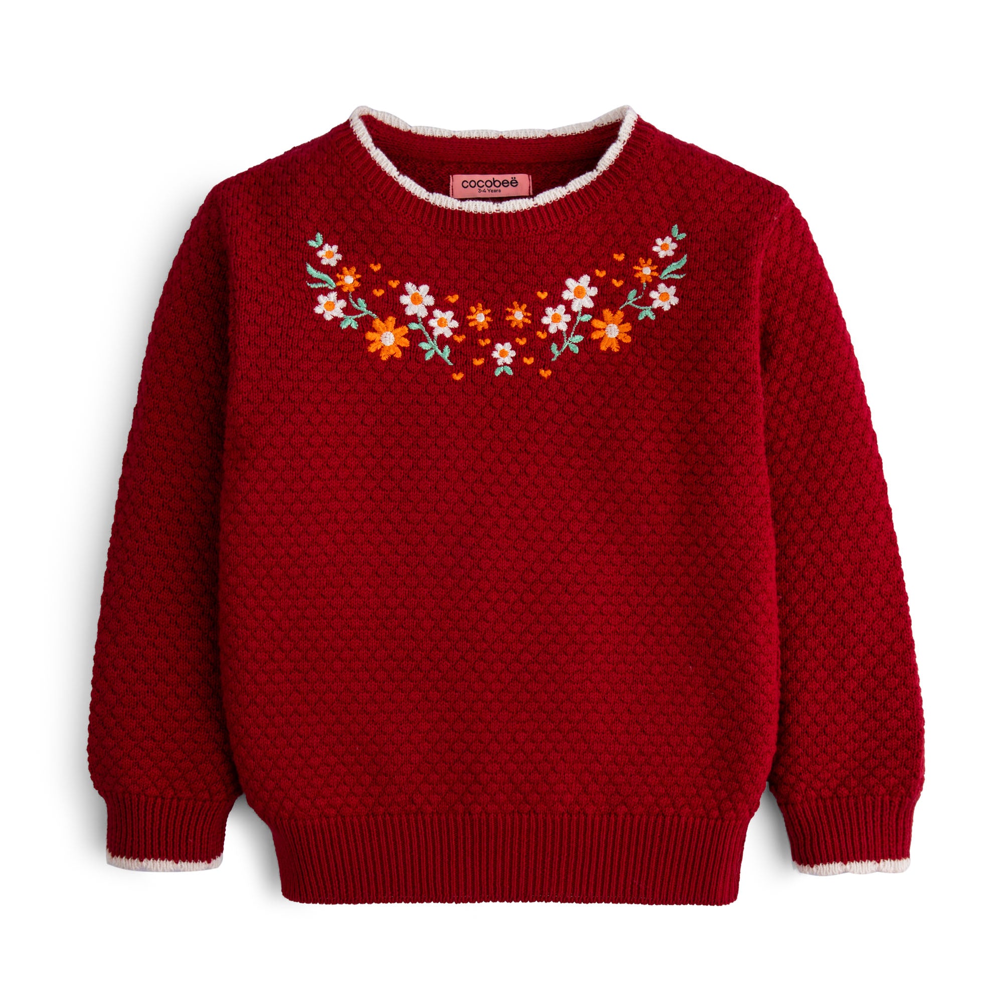 Embroidered Ruby Sweater