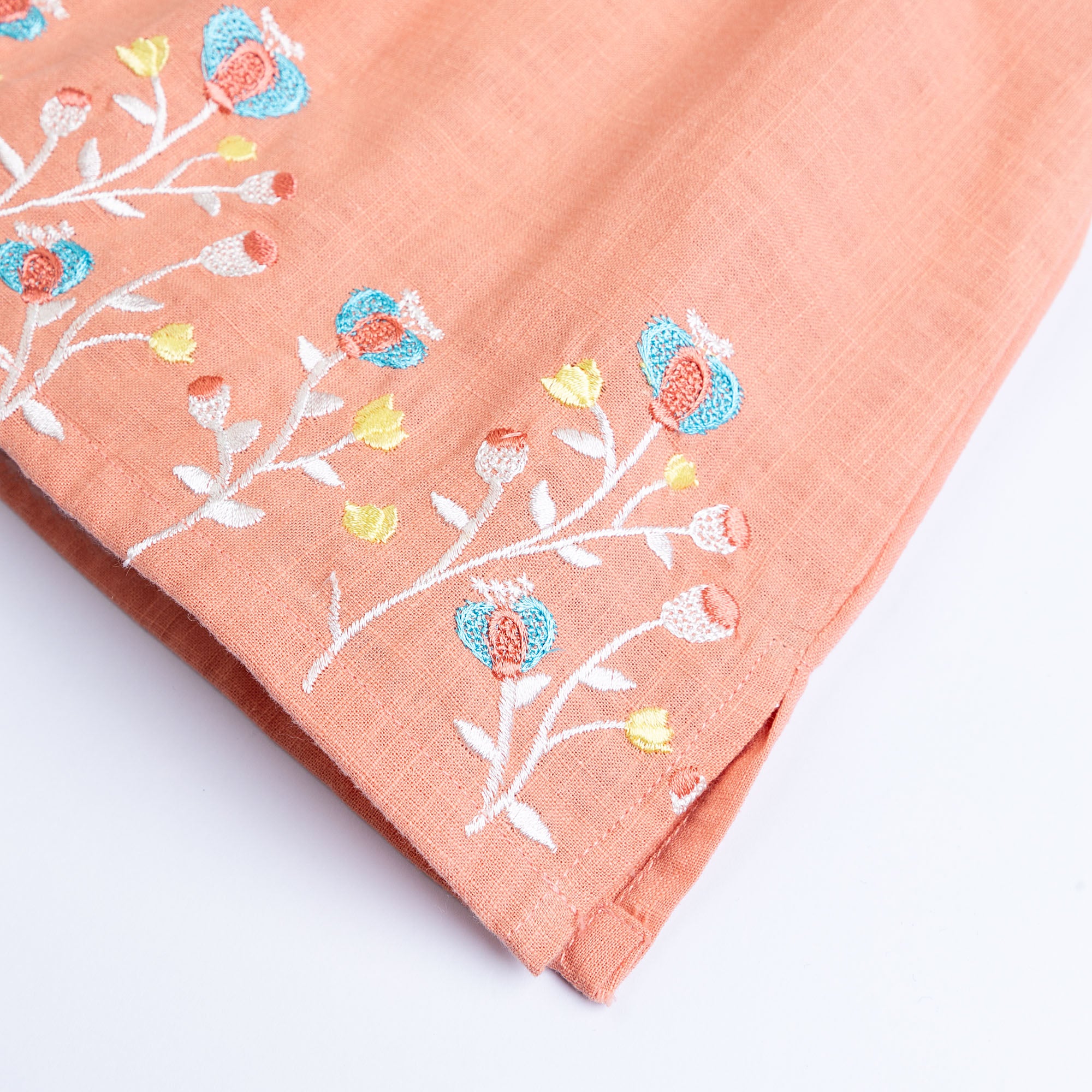 Coral Peach Embroidered Two-Pack
