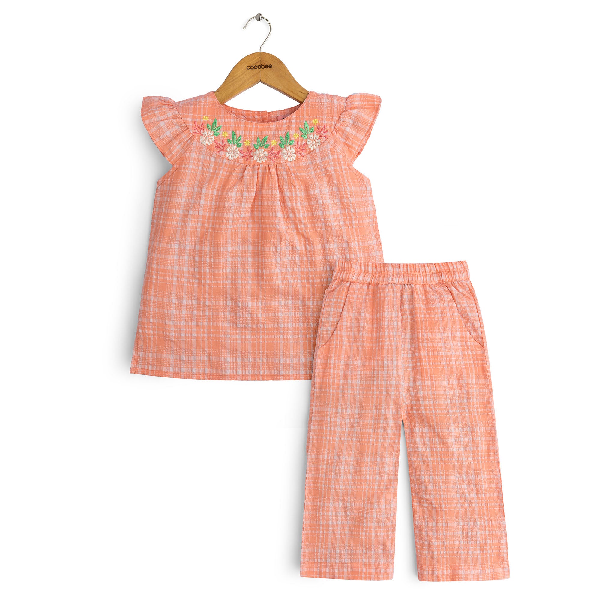 Peachy Pink Embroidered Set