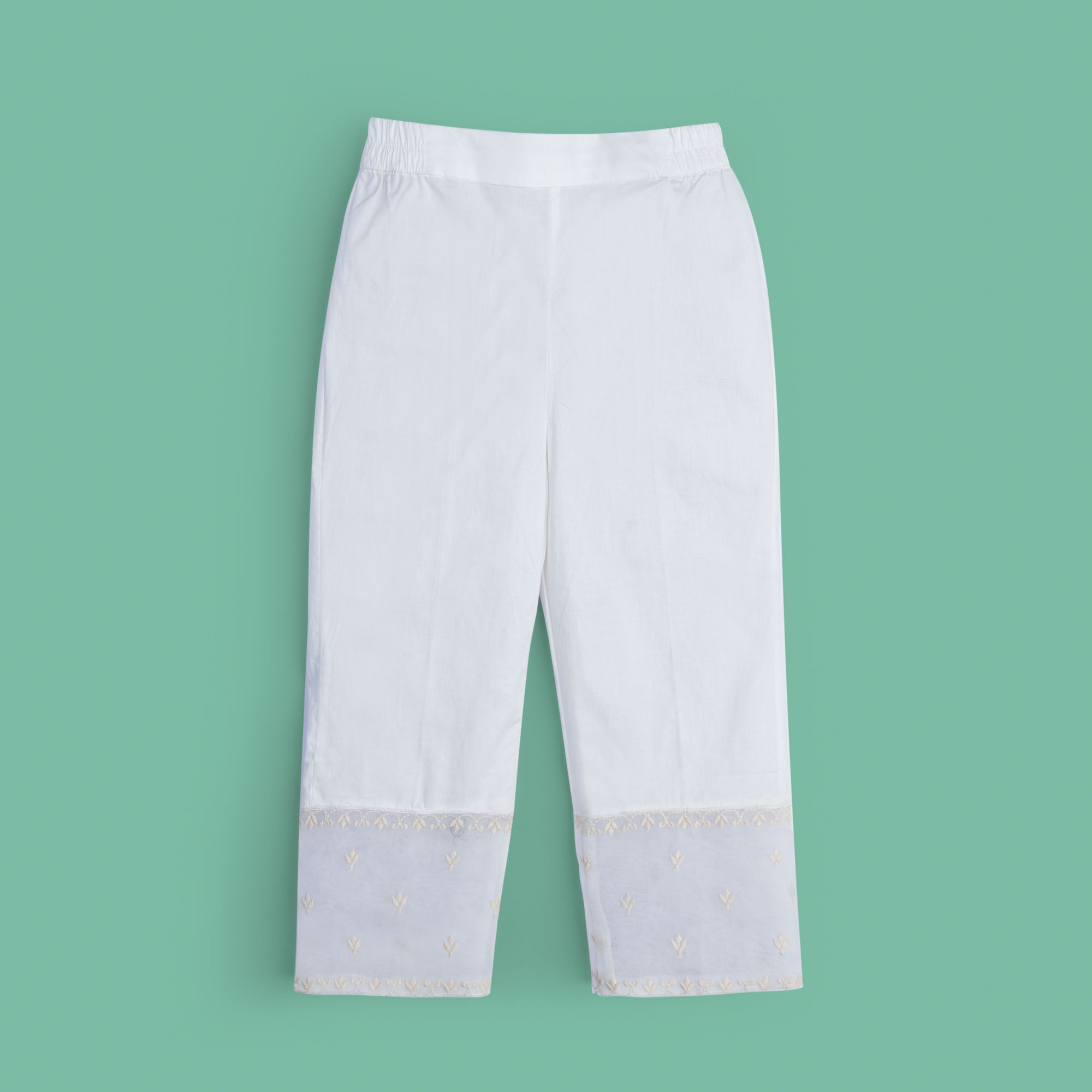 White Embroidered Trouser