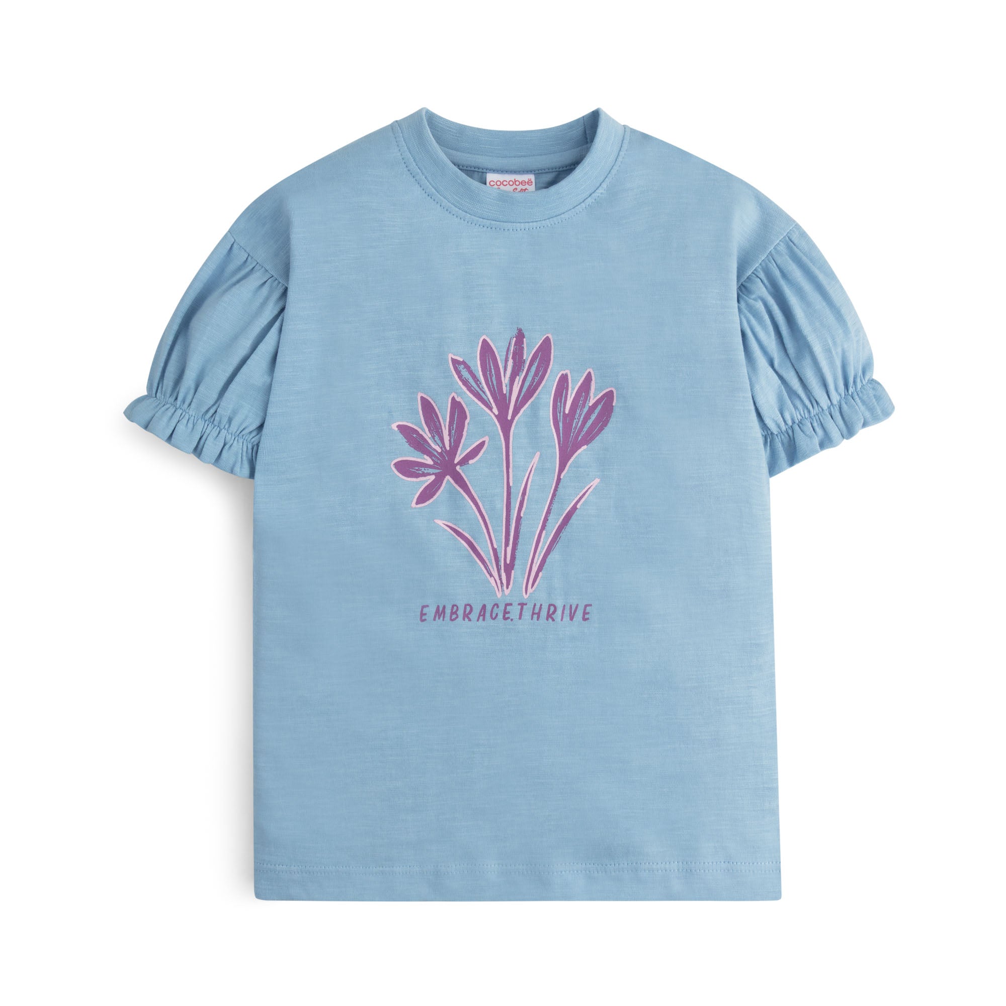 Powder Blue Floral Puff T-Shirt – cocobee