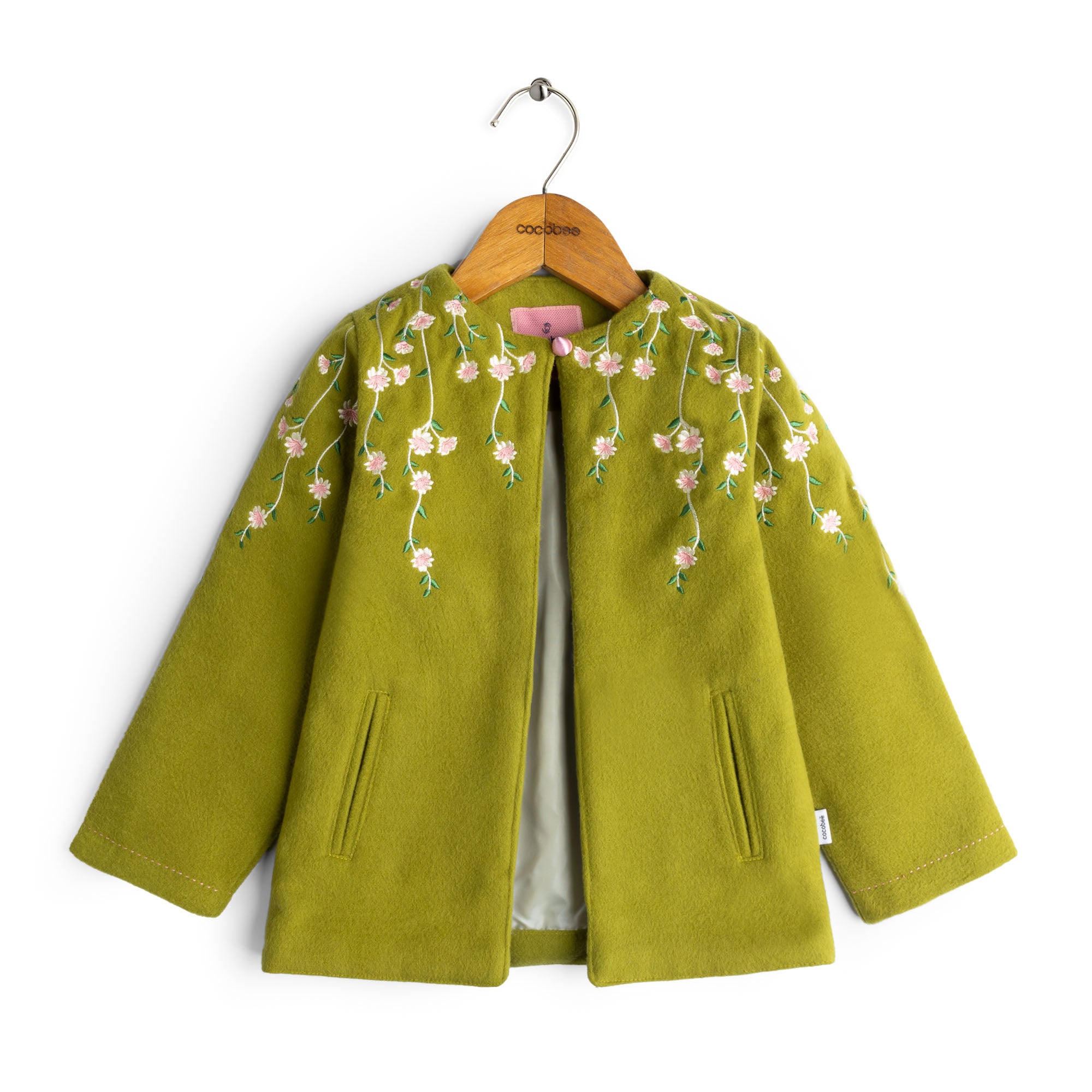 Embellished Green Woollen Coat
