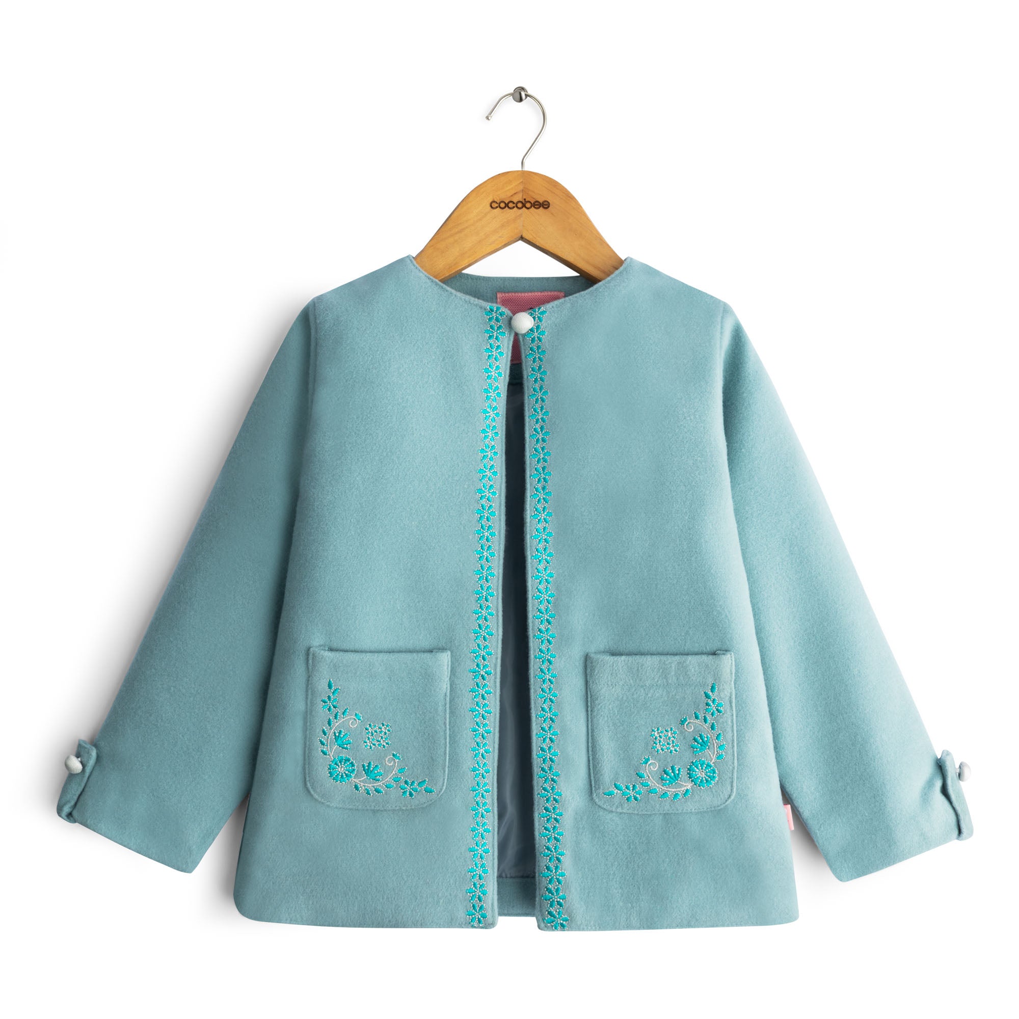 Serene Blue Embroidered Coat