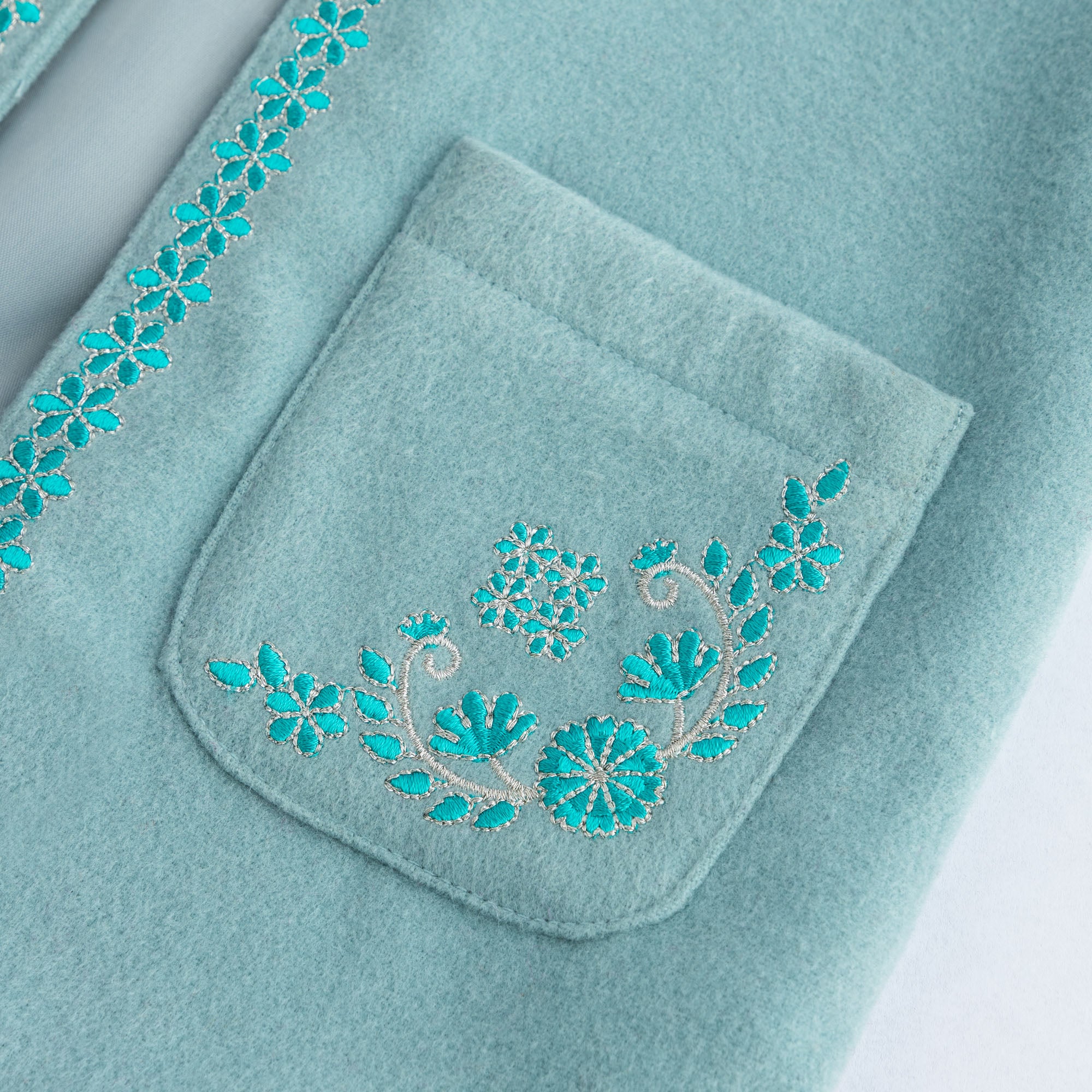 Serene Blue Embroidered Coat