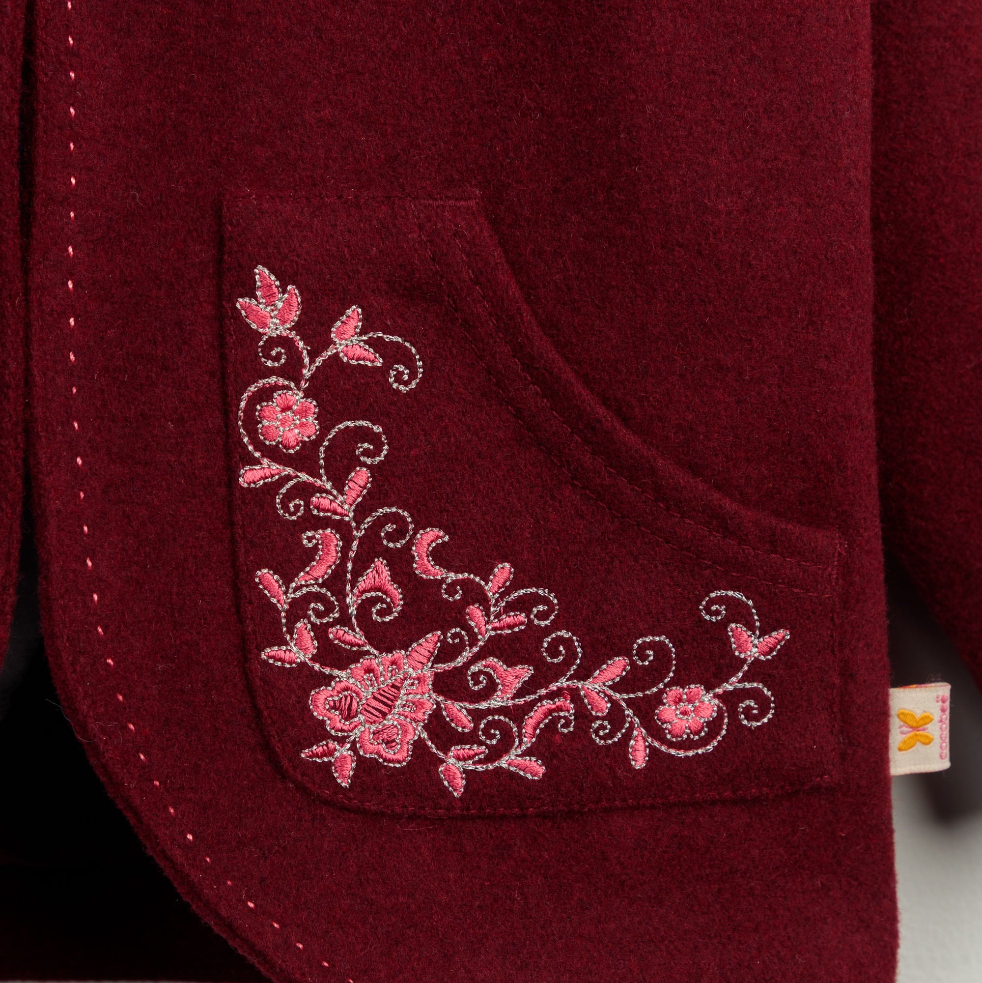 Berry Bloom Embroidered Coat